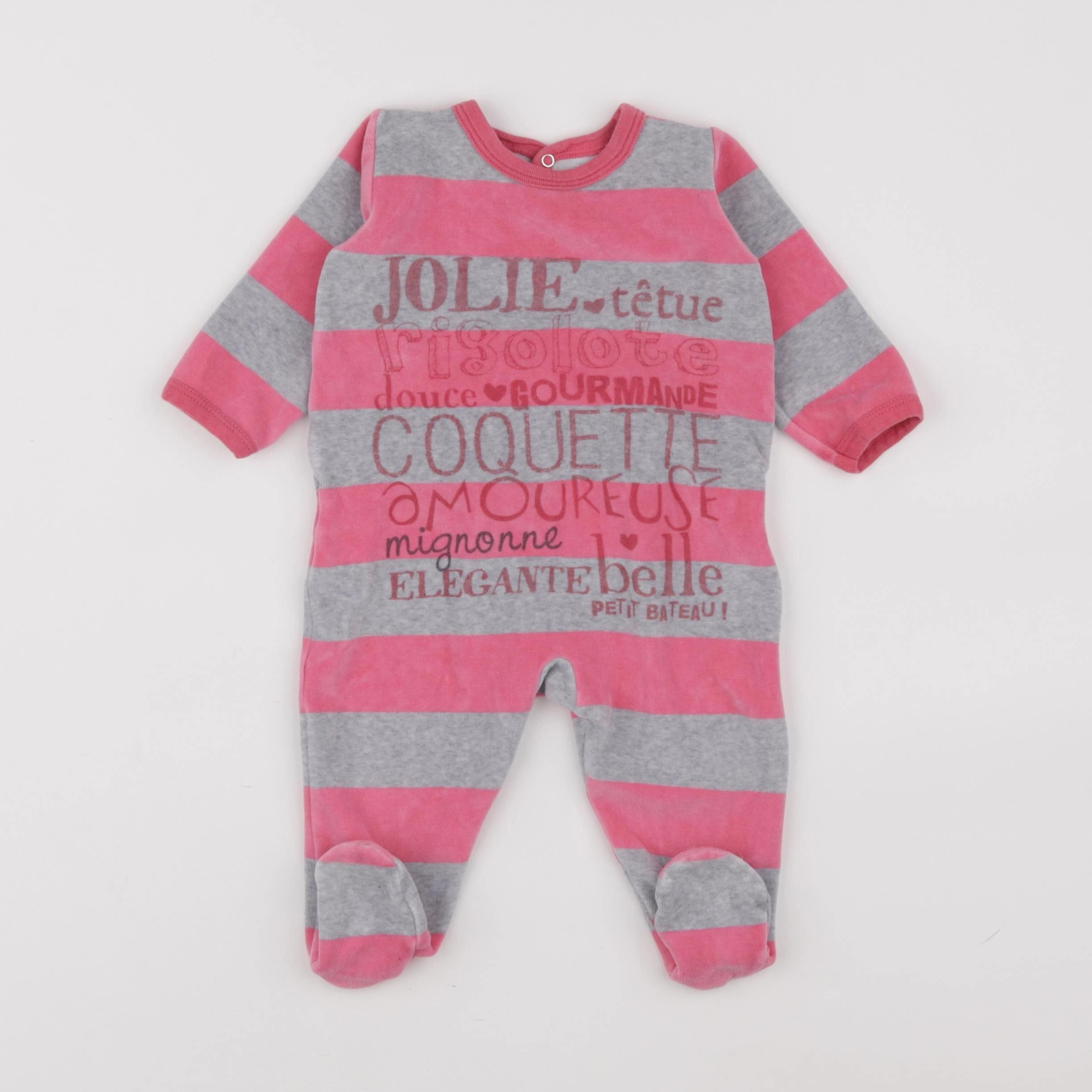 Petit Bateau - pyjama velours rose - 6 mois