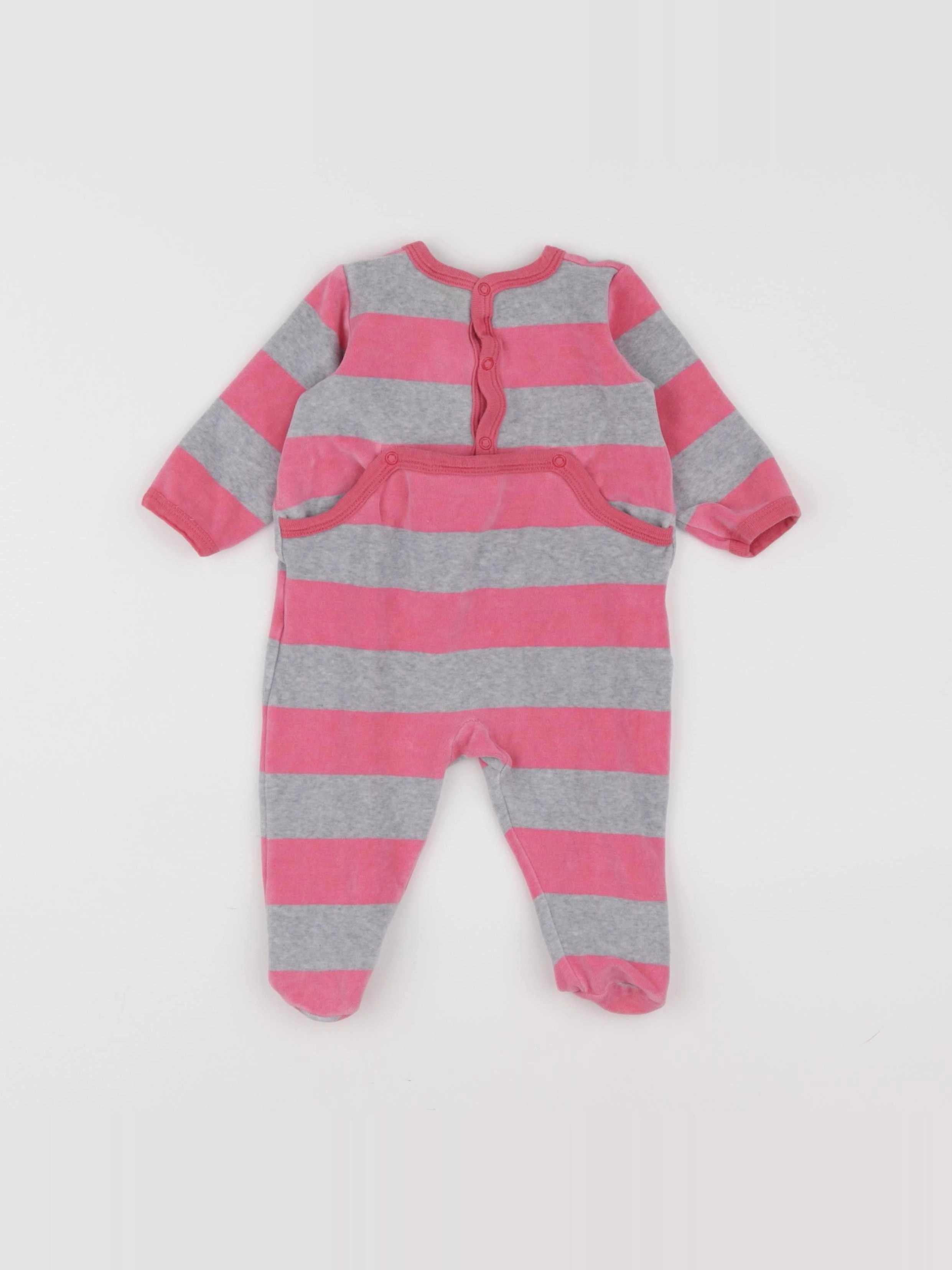 Petit Bateau - pyjama velours rose - 6 mois