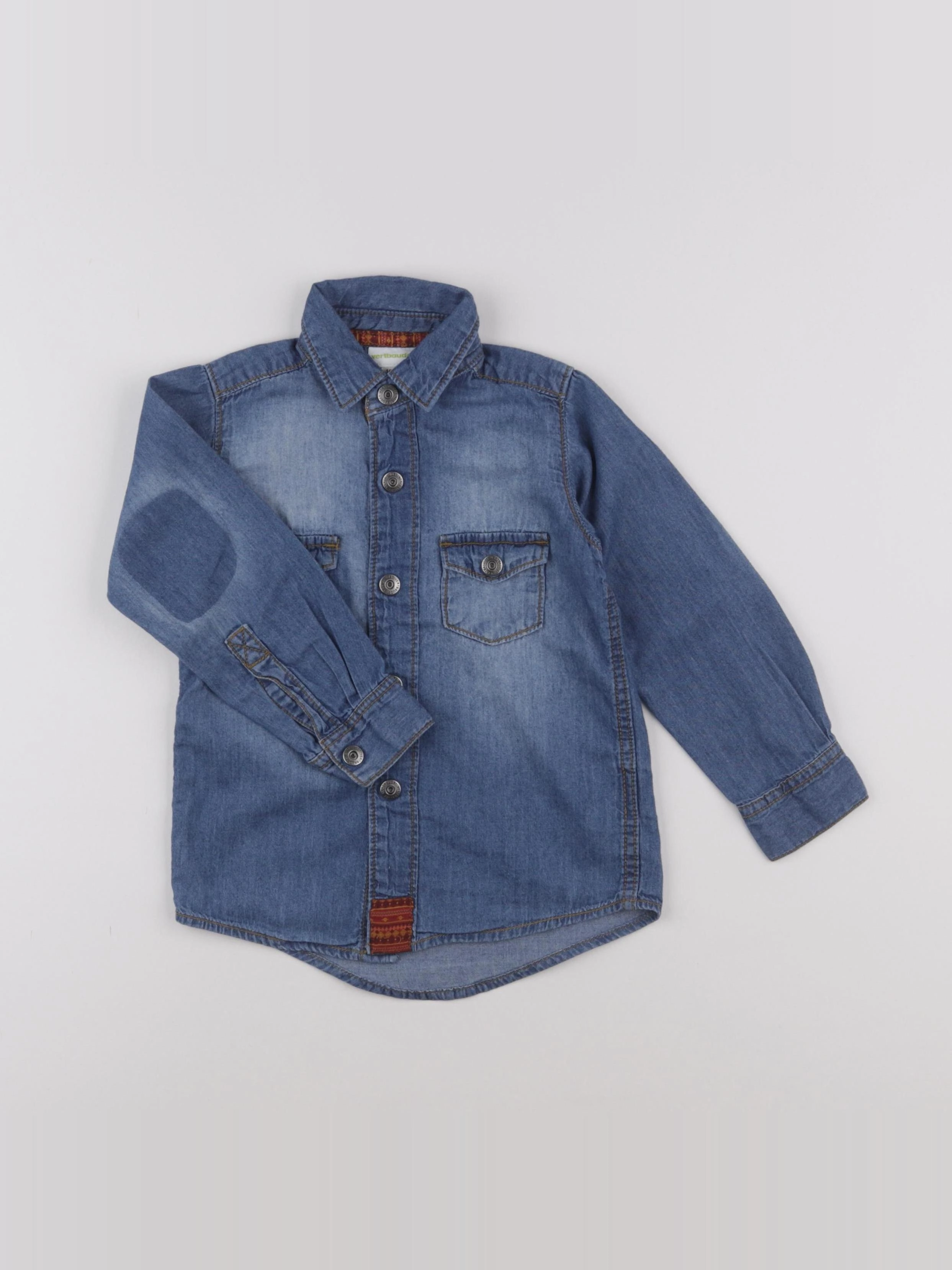 Vertbaudet - chemise imprimé au dos bleu - 4 ans