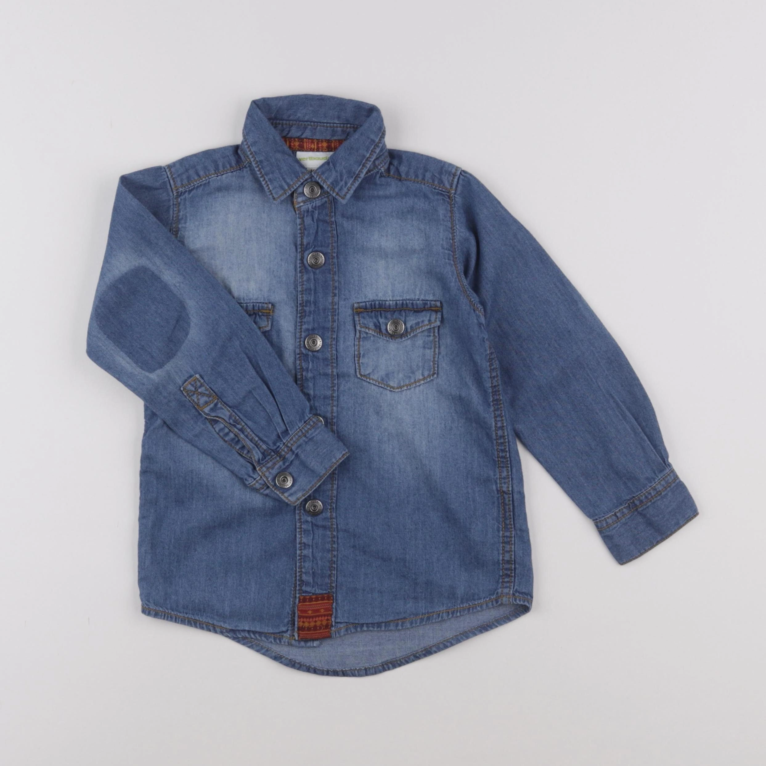 Vertbaudet - chemise imprimé au dos bleu - 4 ans