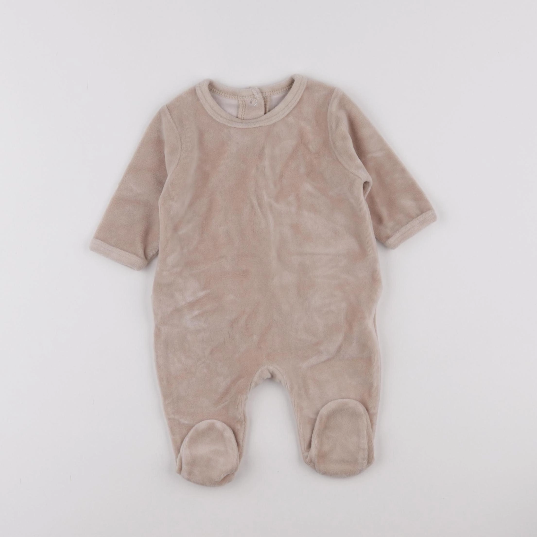 Vertbaudet - pyjama velours beige - 1 mois