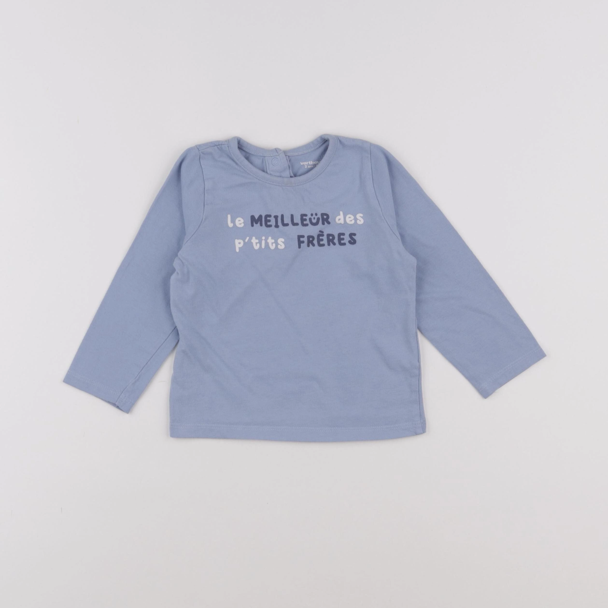 Vertbaudet - tee-shirt bleu - 2 ans