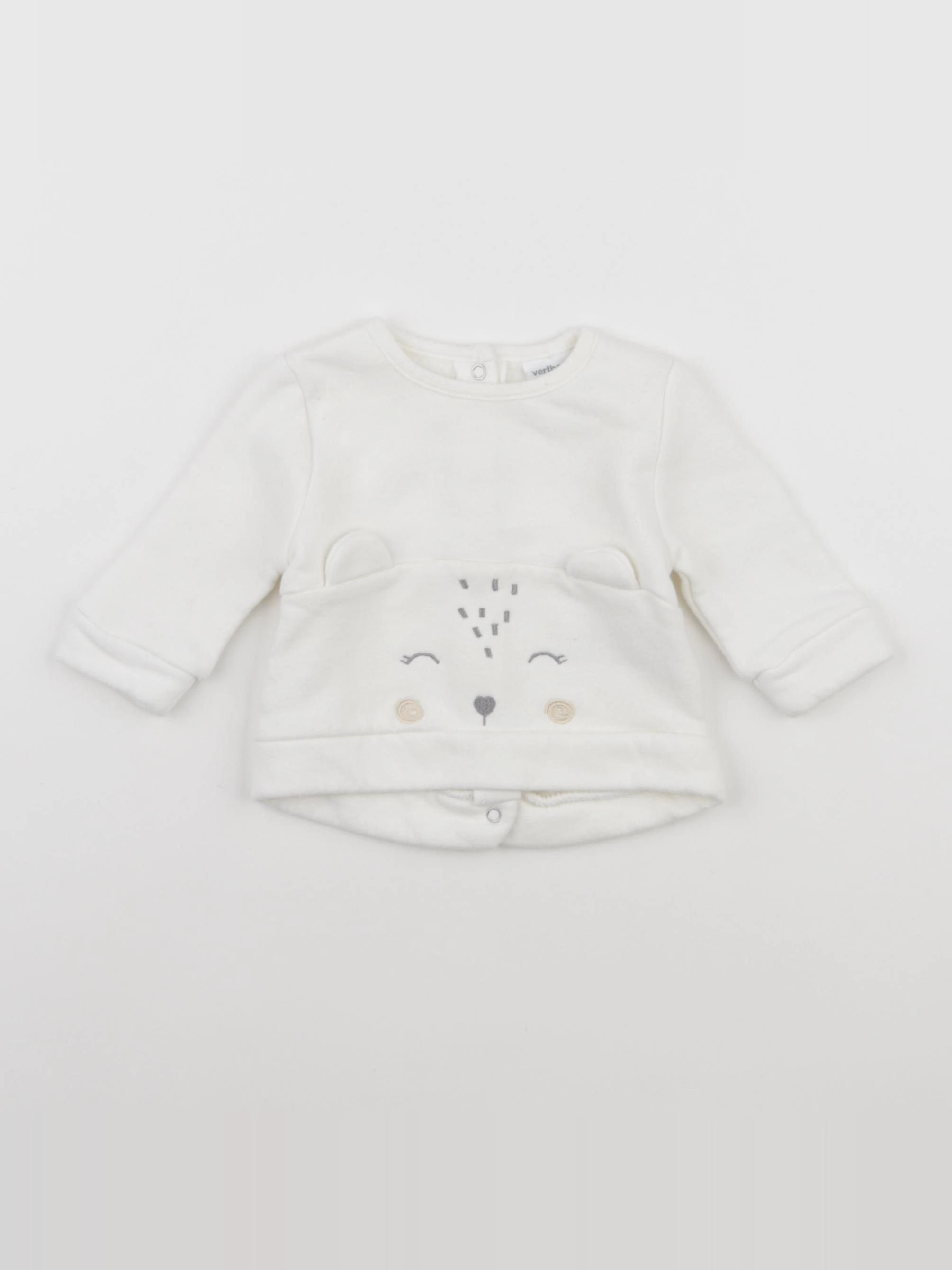 Vertbaudet - sweat blanc - 0/3 mois