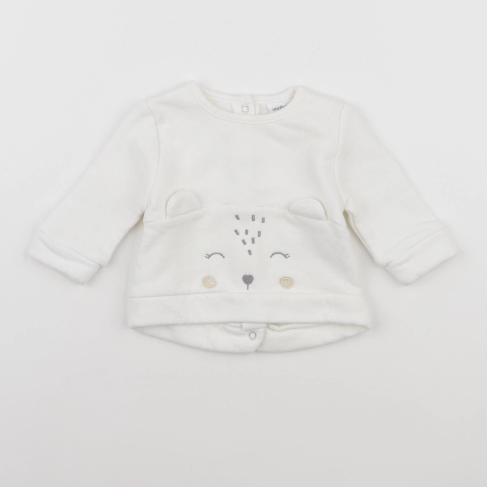 Vertbaudet - sweat blanc - 0/3 mois