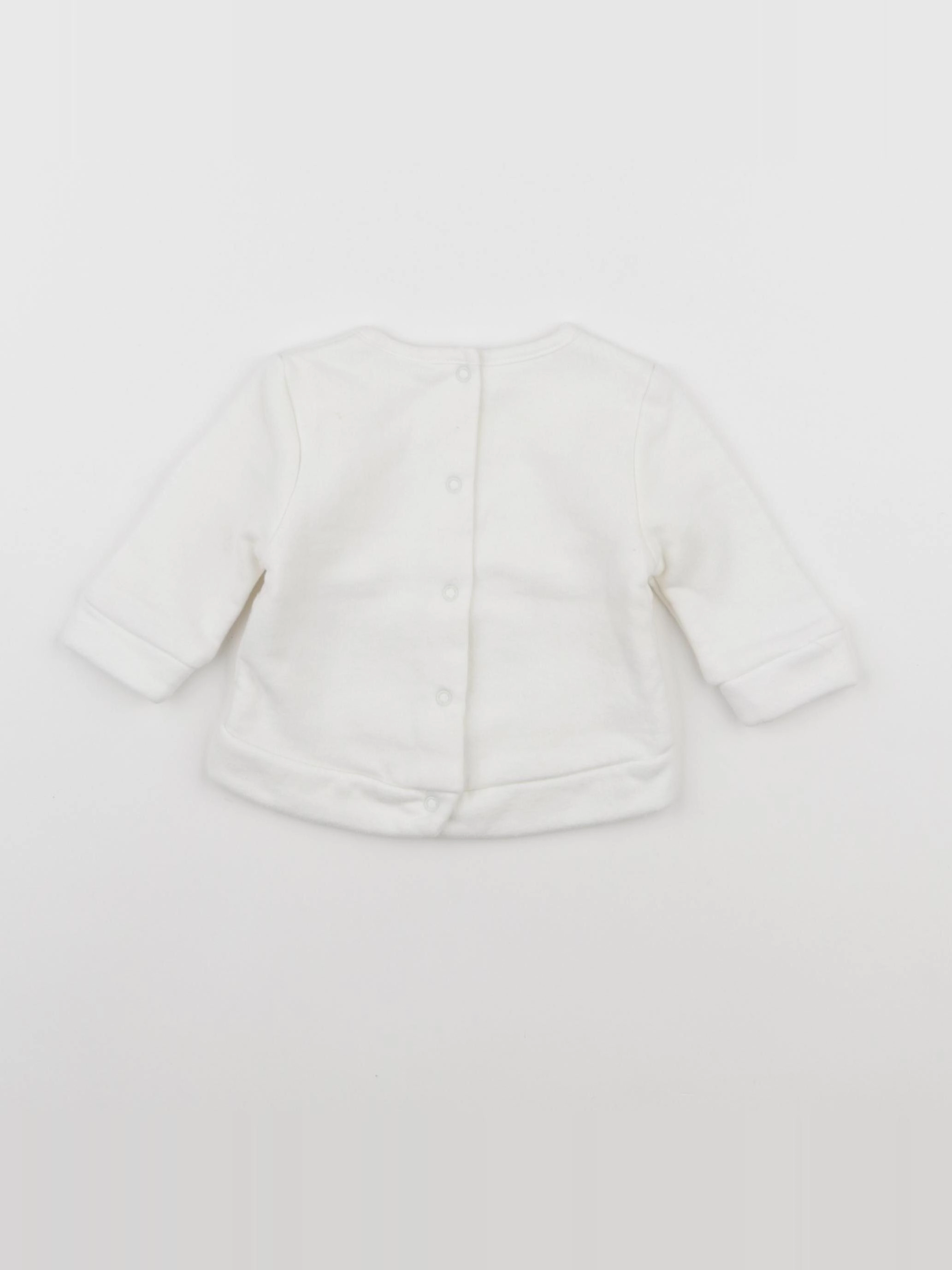 Vertbaudet - sweat blanc - 0/3 mois