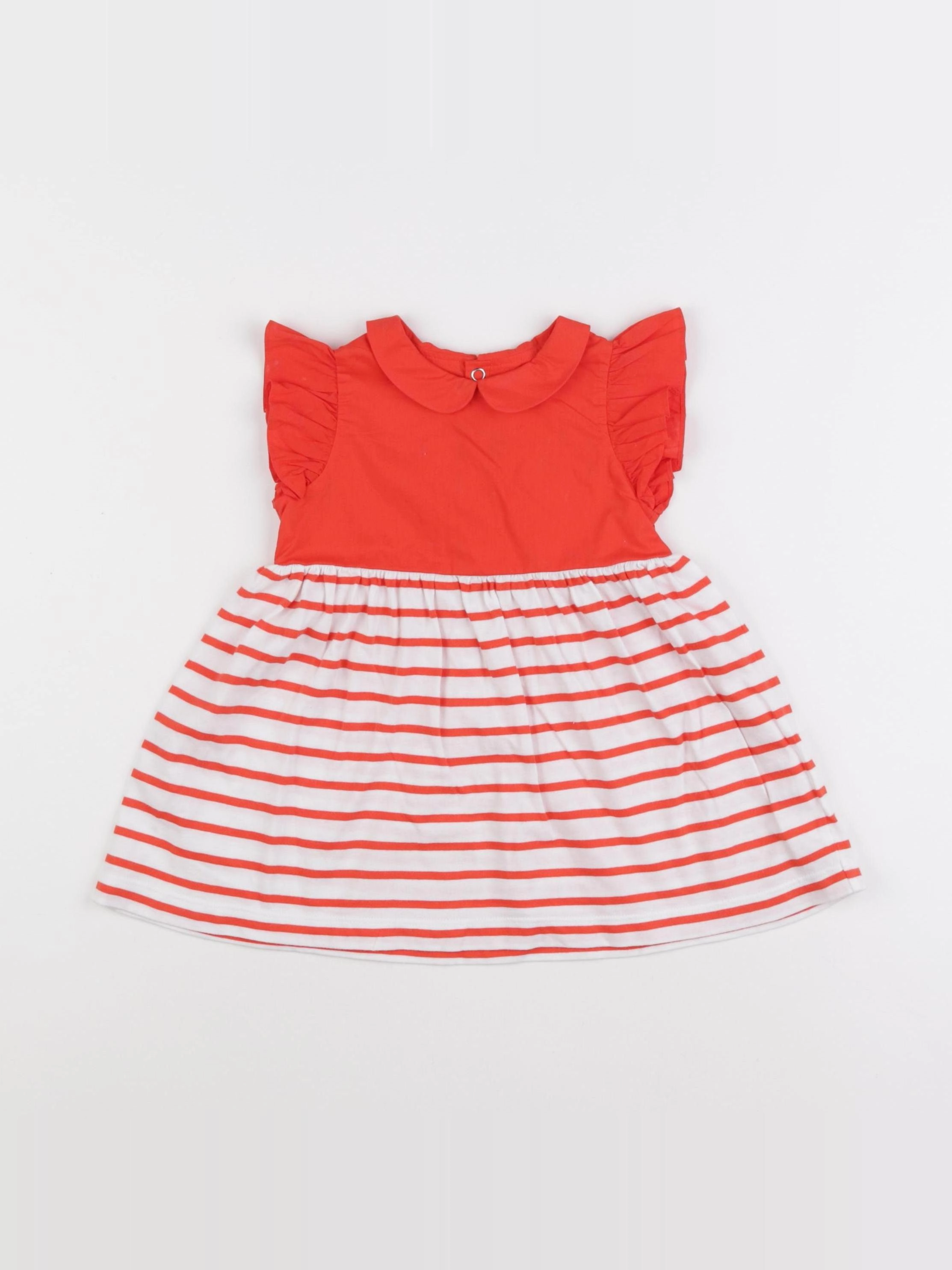 Jacadi - robe blanc, orange - 12 mois