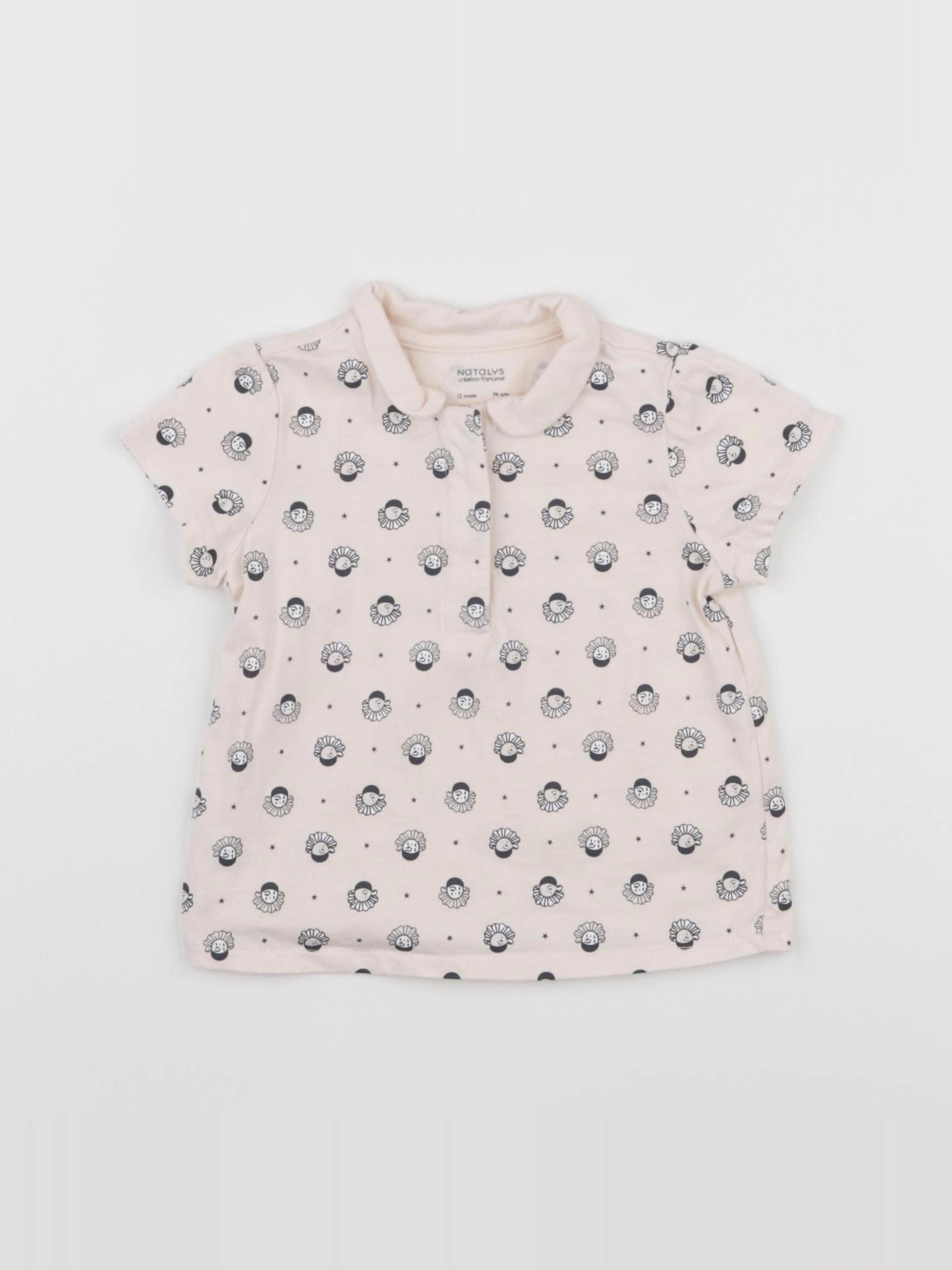 Natalys - tee-shirt rose - 12 mois