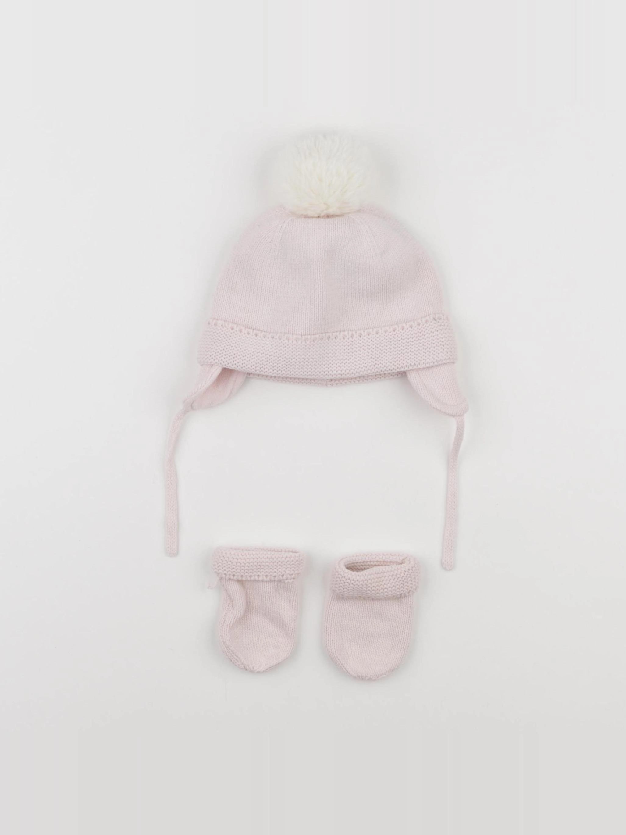 Vertbaudet - ensemble bonnet/moufles rose - 12/18 mois