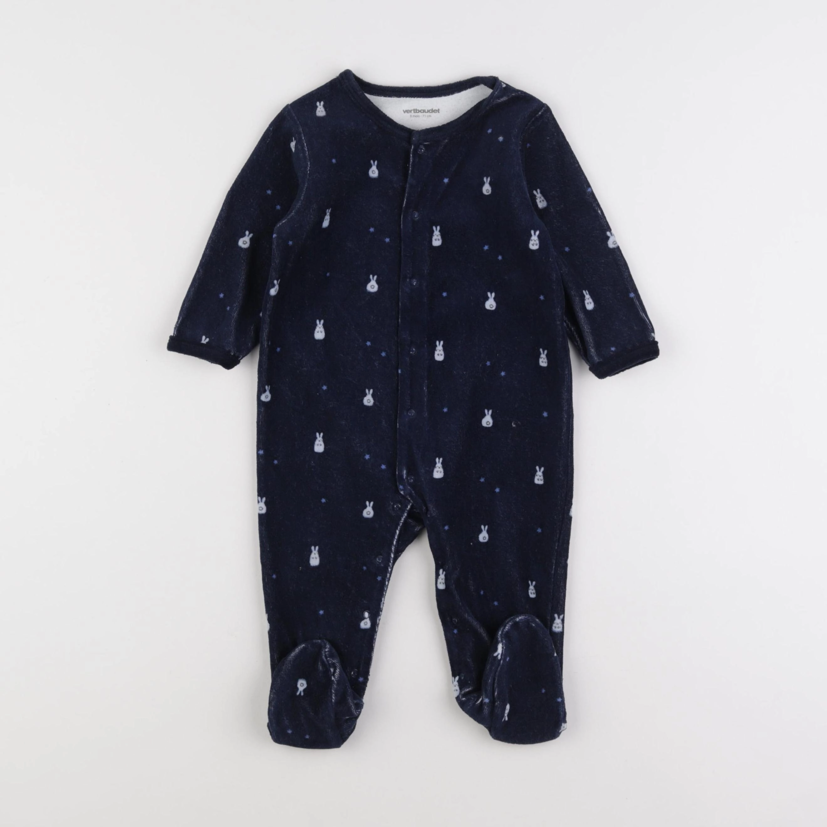 Vertbaudet - pyjama velours bleu - 9 mois