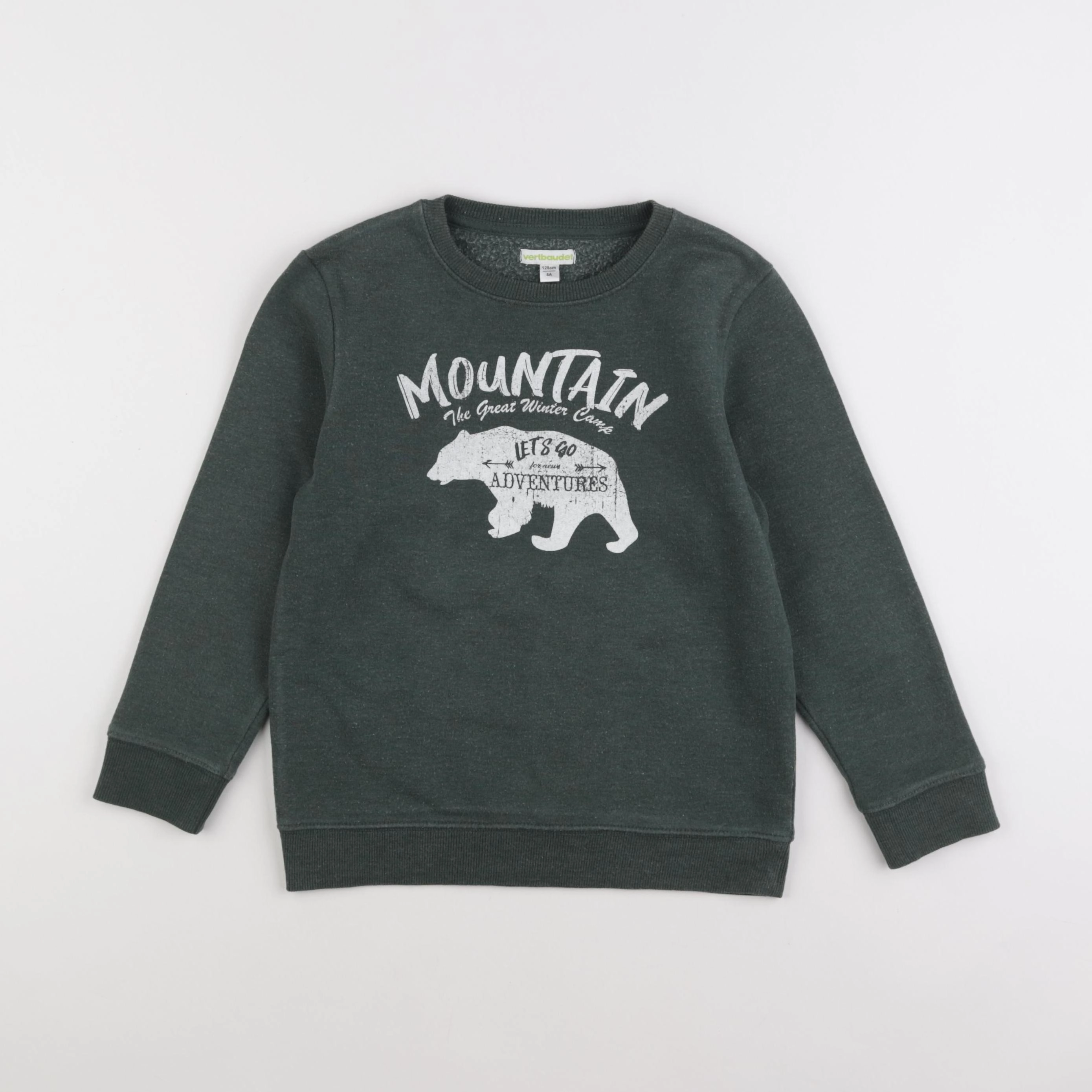 Vertbaudet - sweat vert - 8 ans