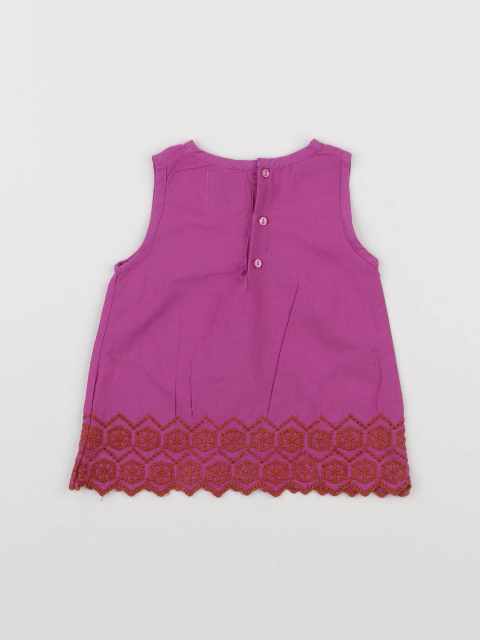 Monoprix - blouse violet - 6/9 mois