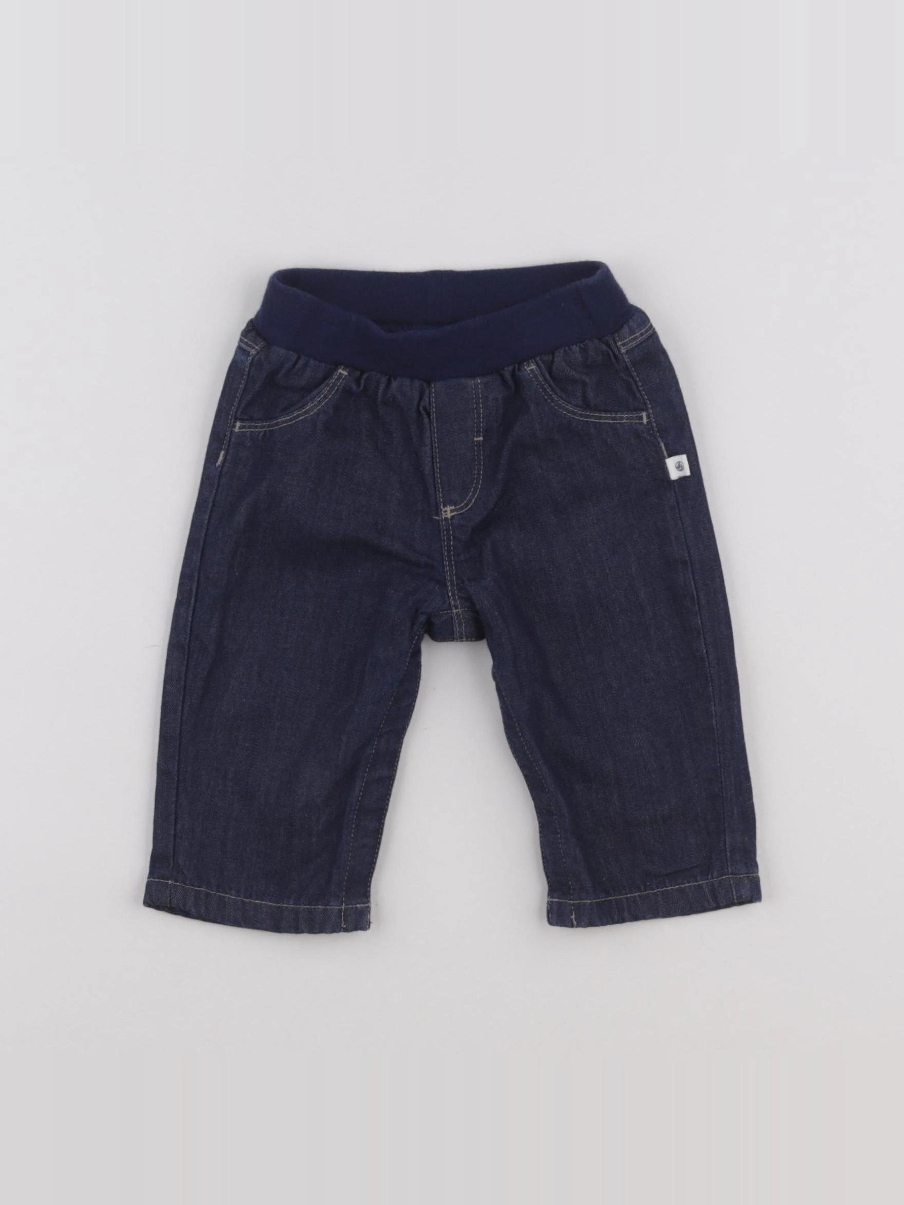 Petit Bateau - jean doublé bleu - 3 mois
