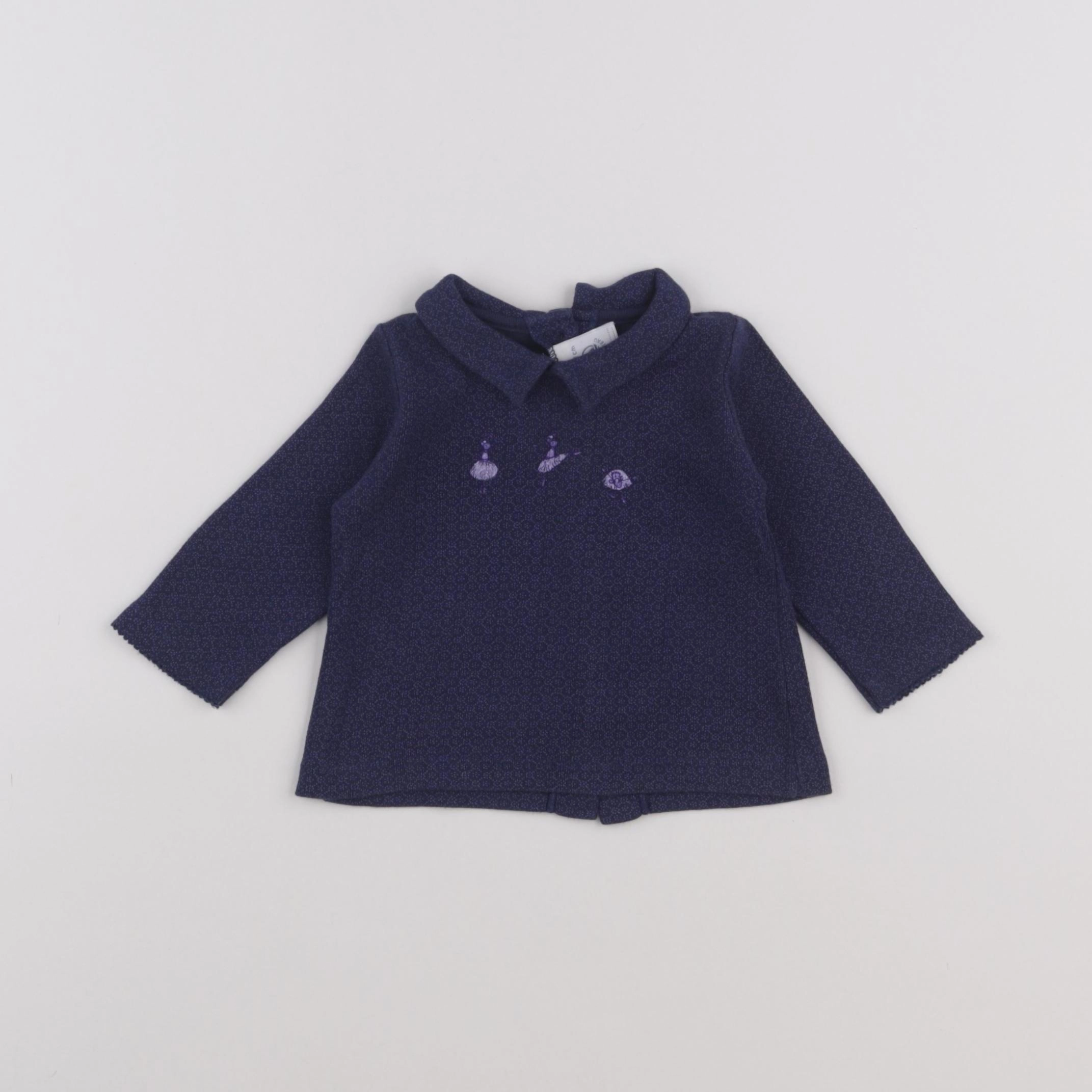 Petit Bateau - tee-shirt bleu - 6 mois