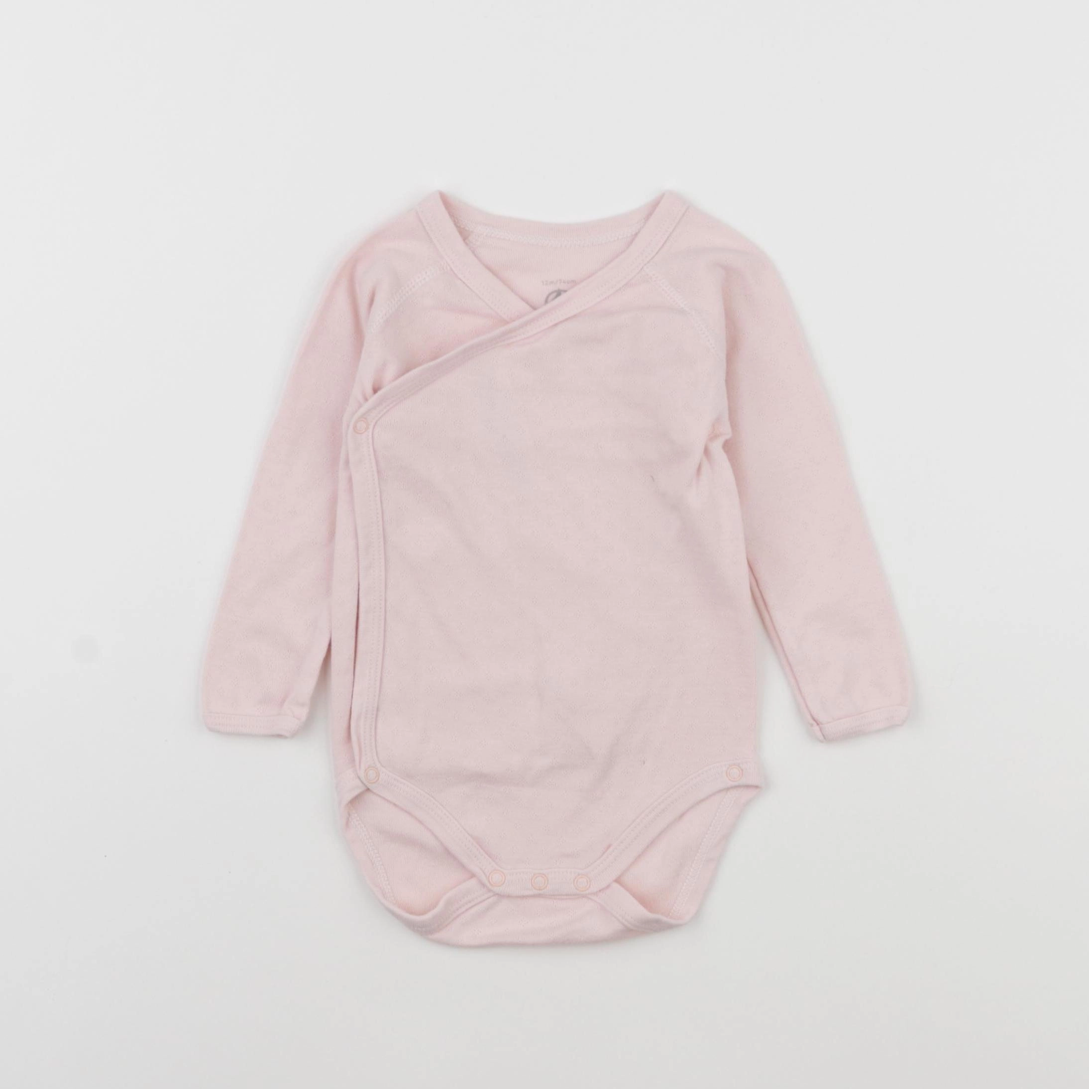 Petit Bateau - body rose - 12 mois