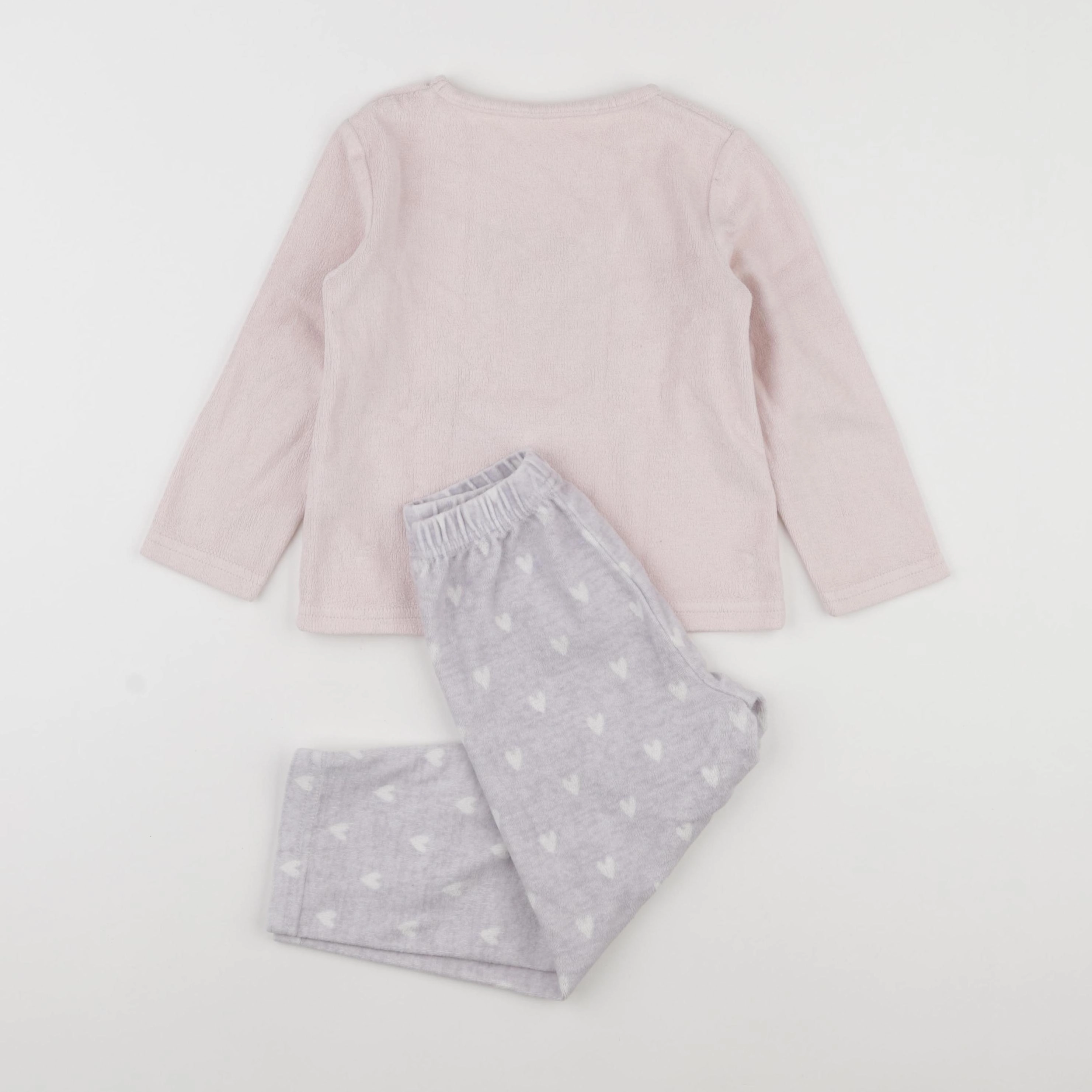 Vertbaudet - pyjama velours gris, rose - 4 ans