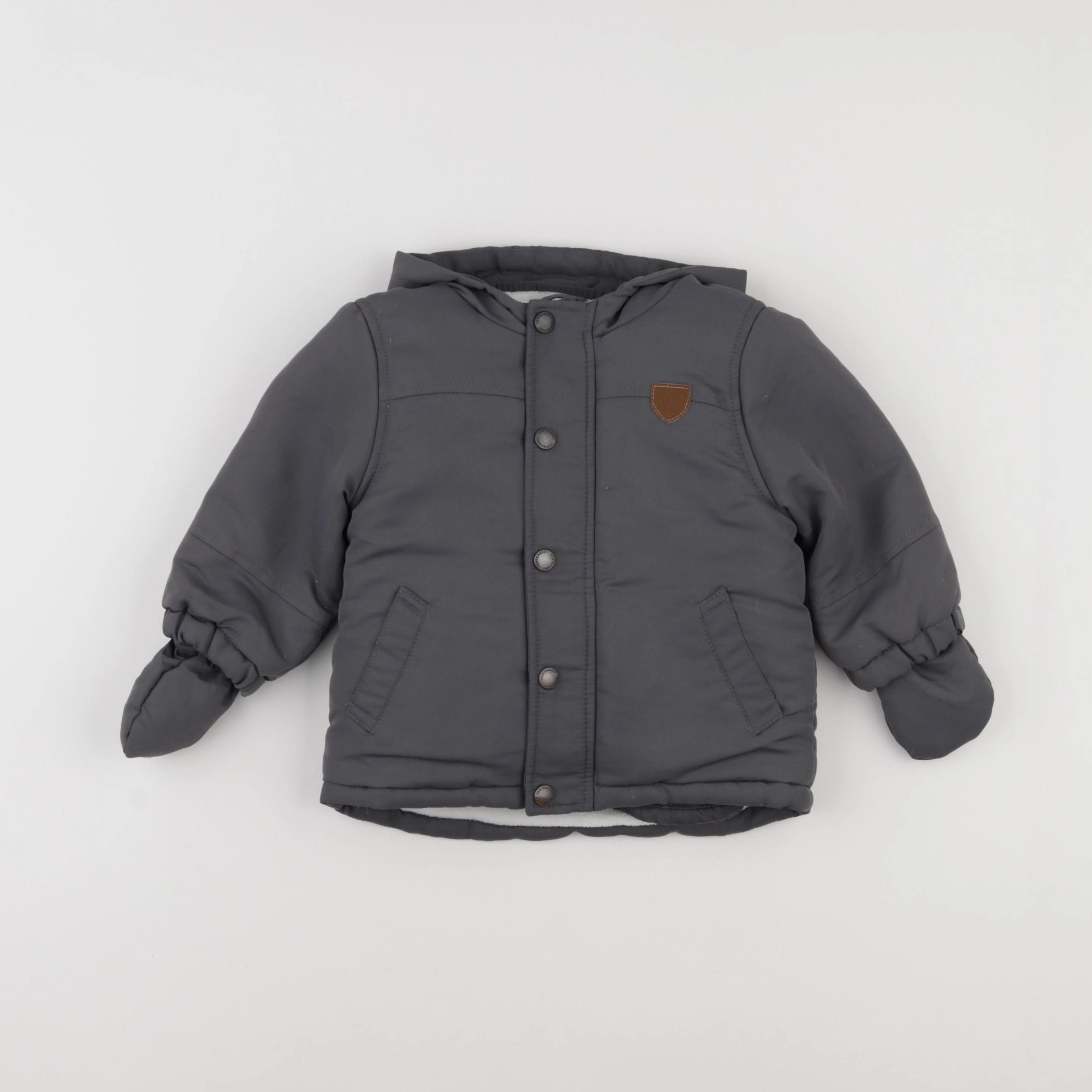 Vertbaudet - veste doublé gris - 12 mois