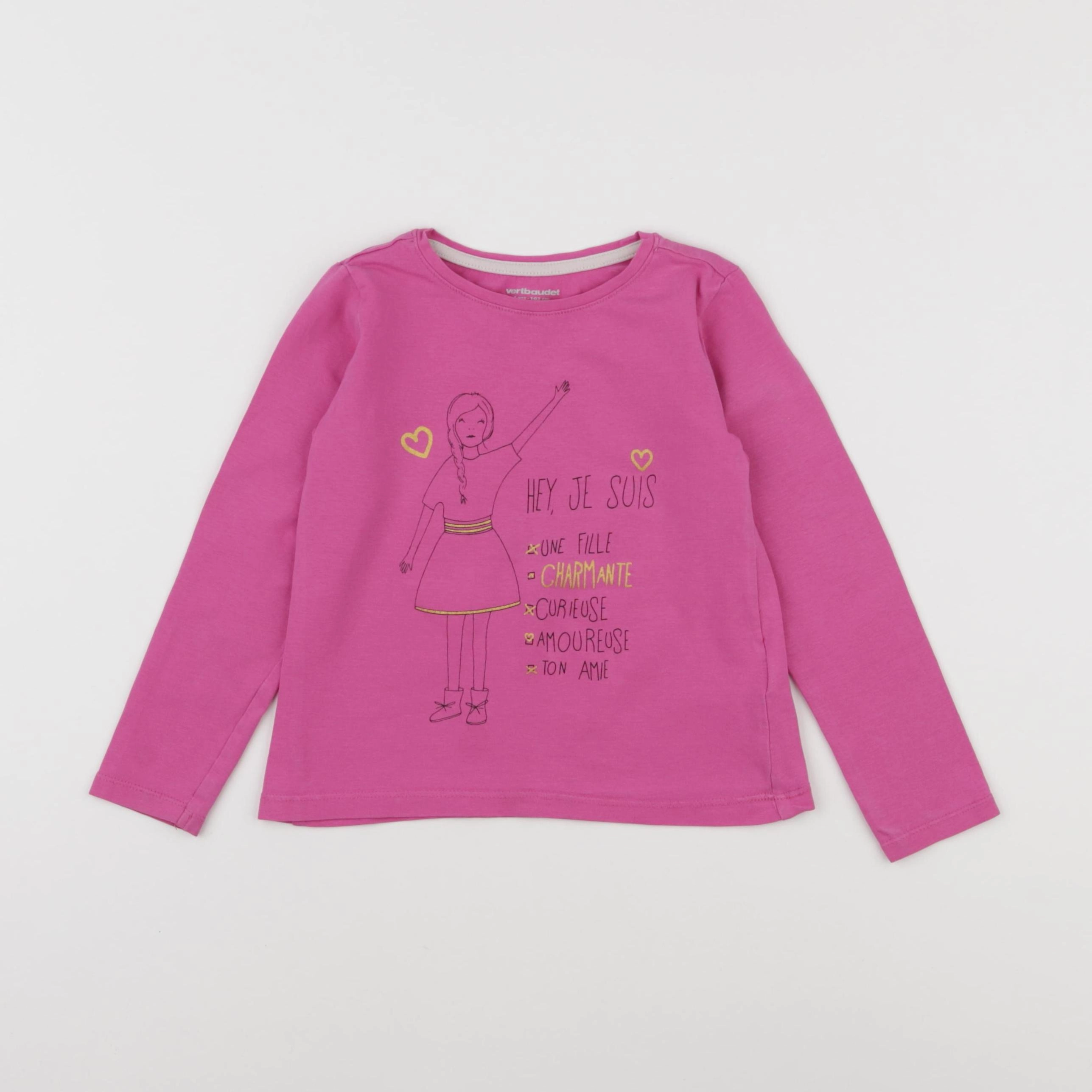 Vertbaudet - tee-shirt rose - 4 ans