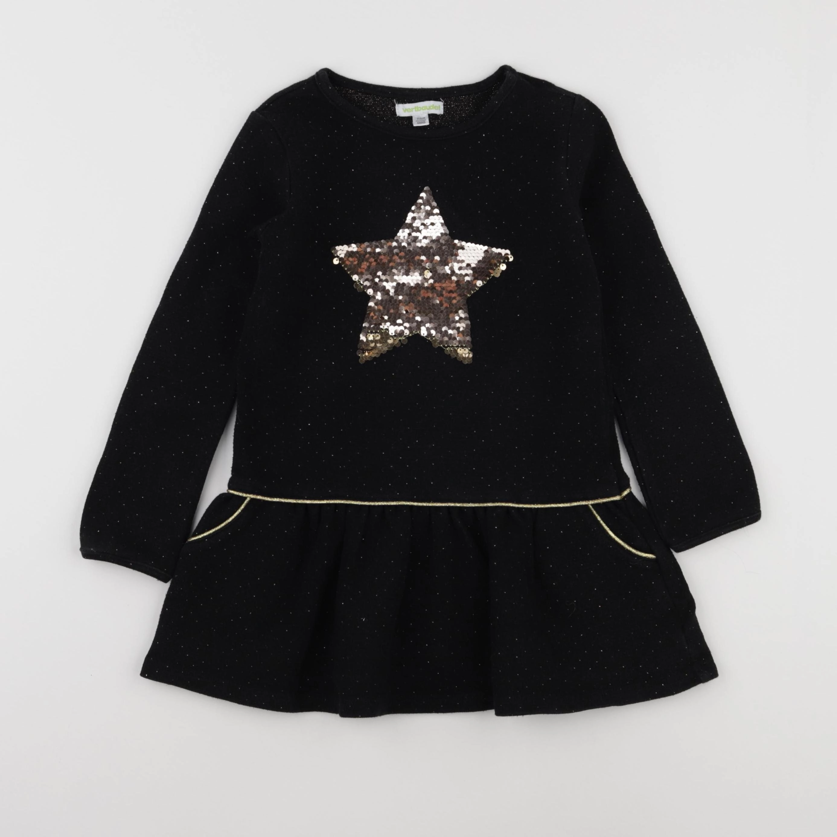 Vertbaudet - robe or, noir - 6 ans