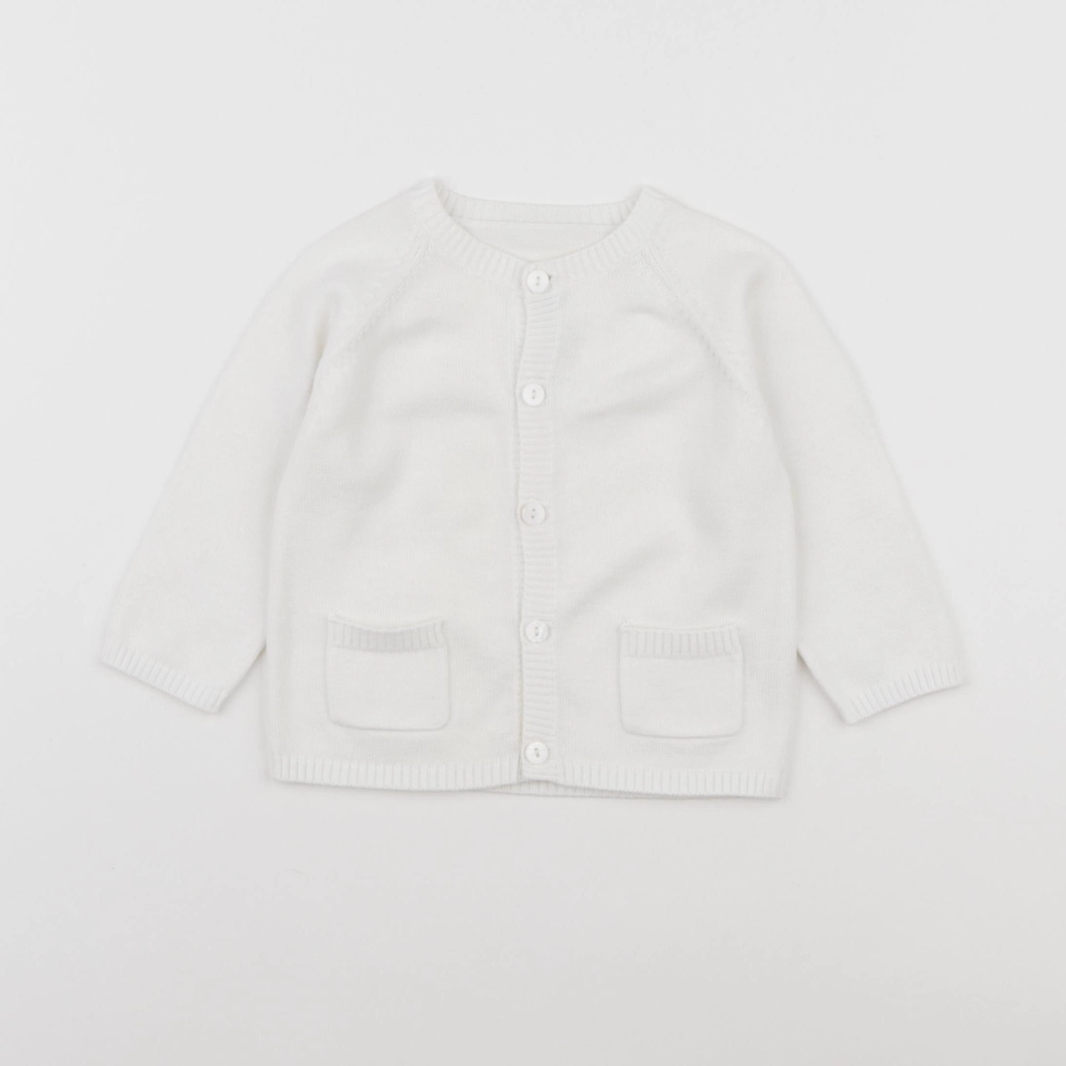 Petit Bateau - gilet blanc - 12 mois