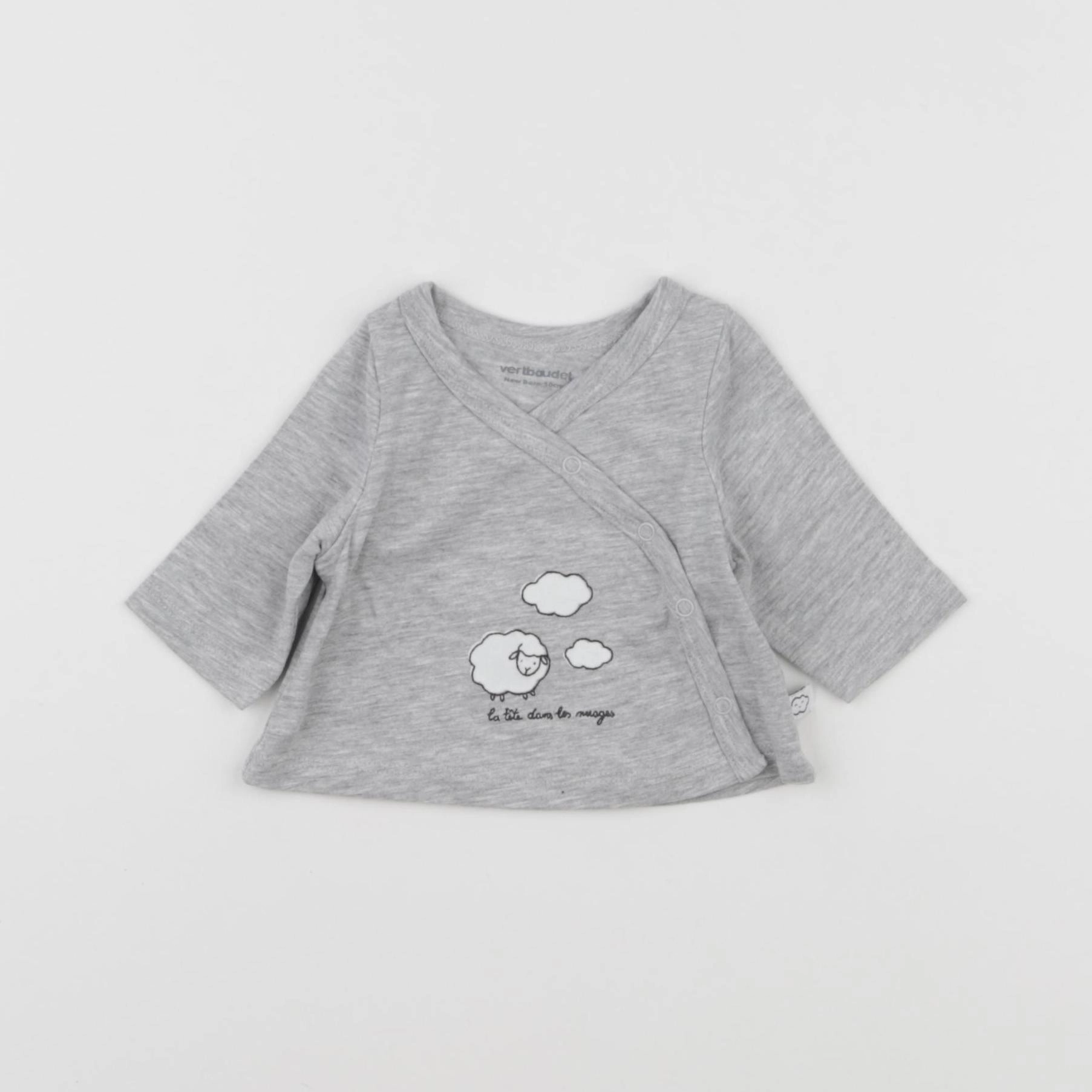 Vertbaudet - tee-shirt gris - 0 mois