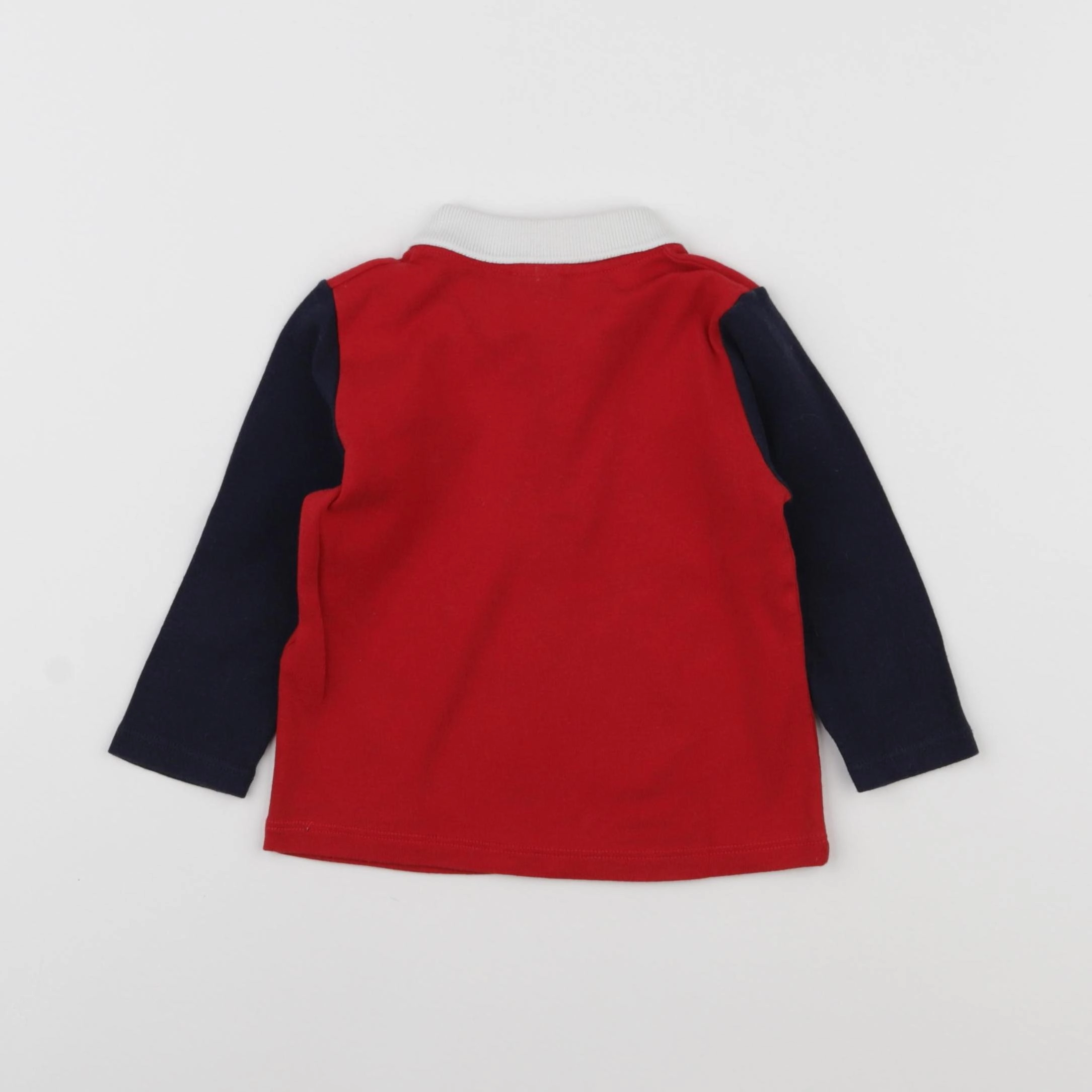 Petit Bateau - polo bleu, rouge - 12 mois