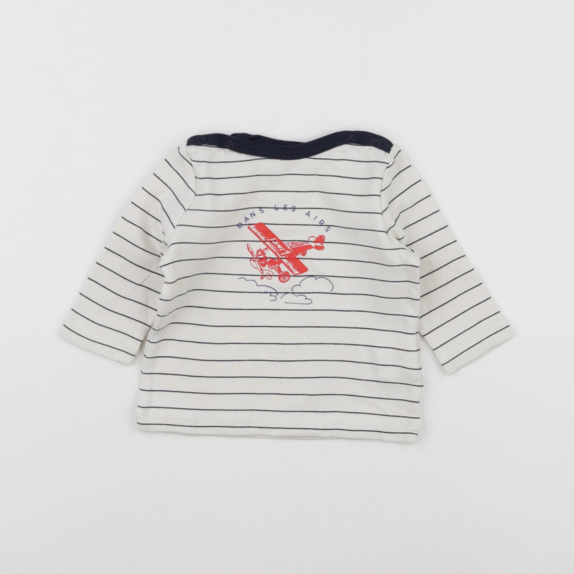 Cyrillus - tee-shirt beige, bleu - 6 mois