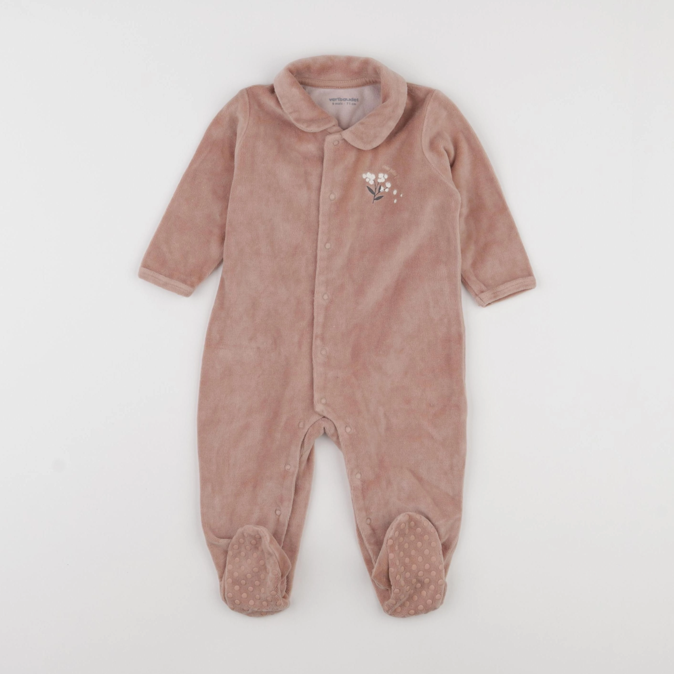 Vertbaudet - pyjama velours marron - 9 mois