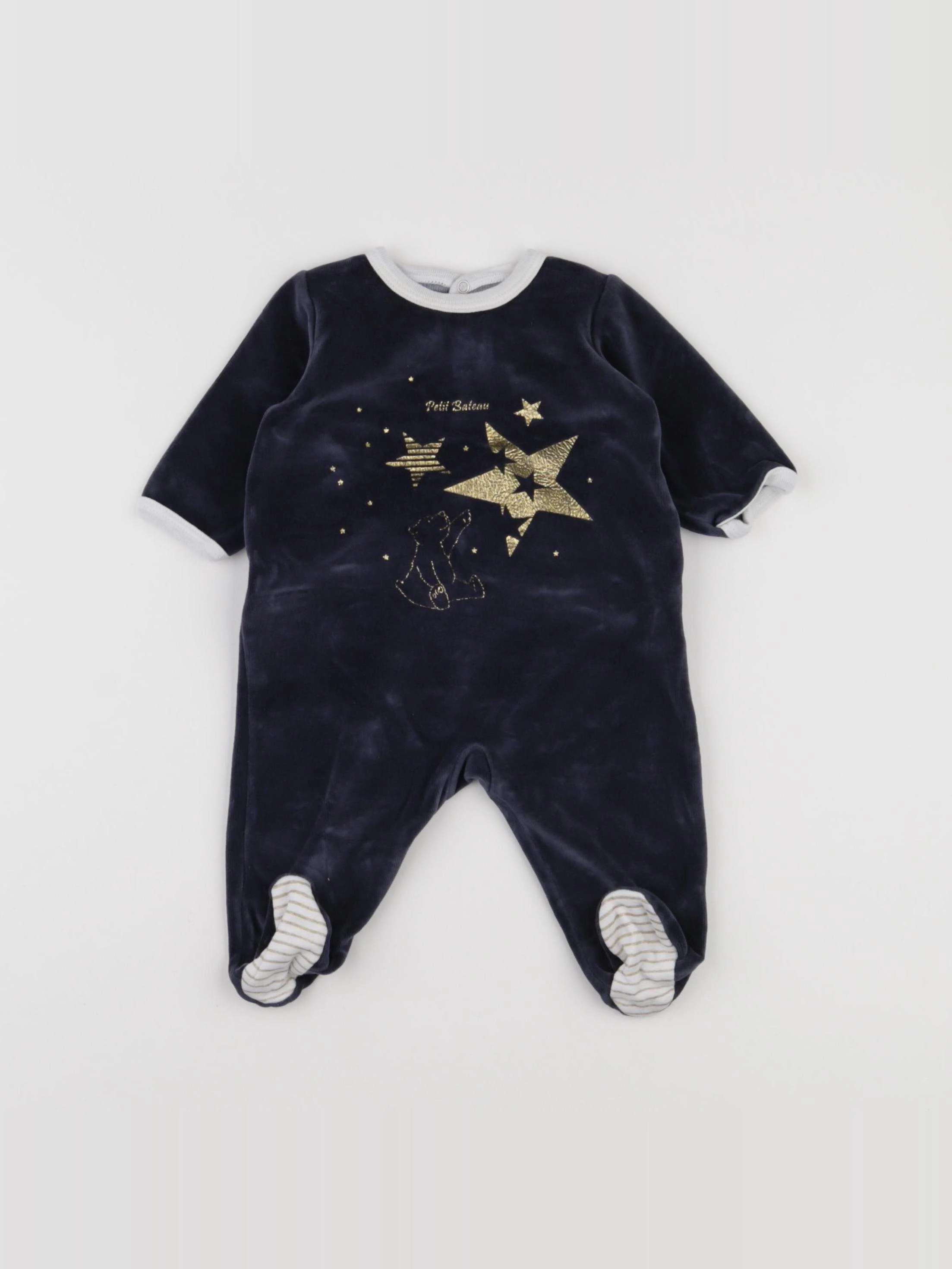 Petit Bateau - pyjama velours bleu - 3 mois