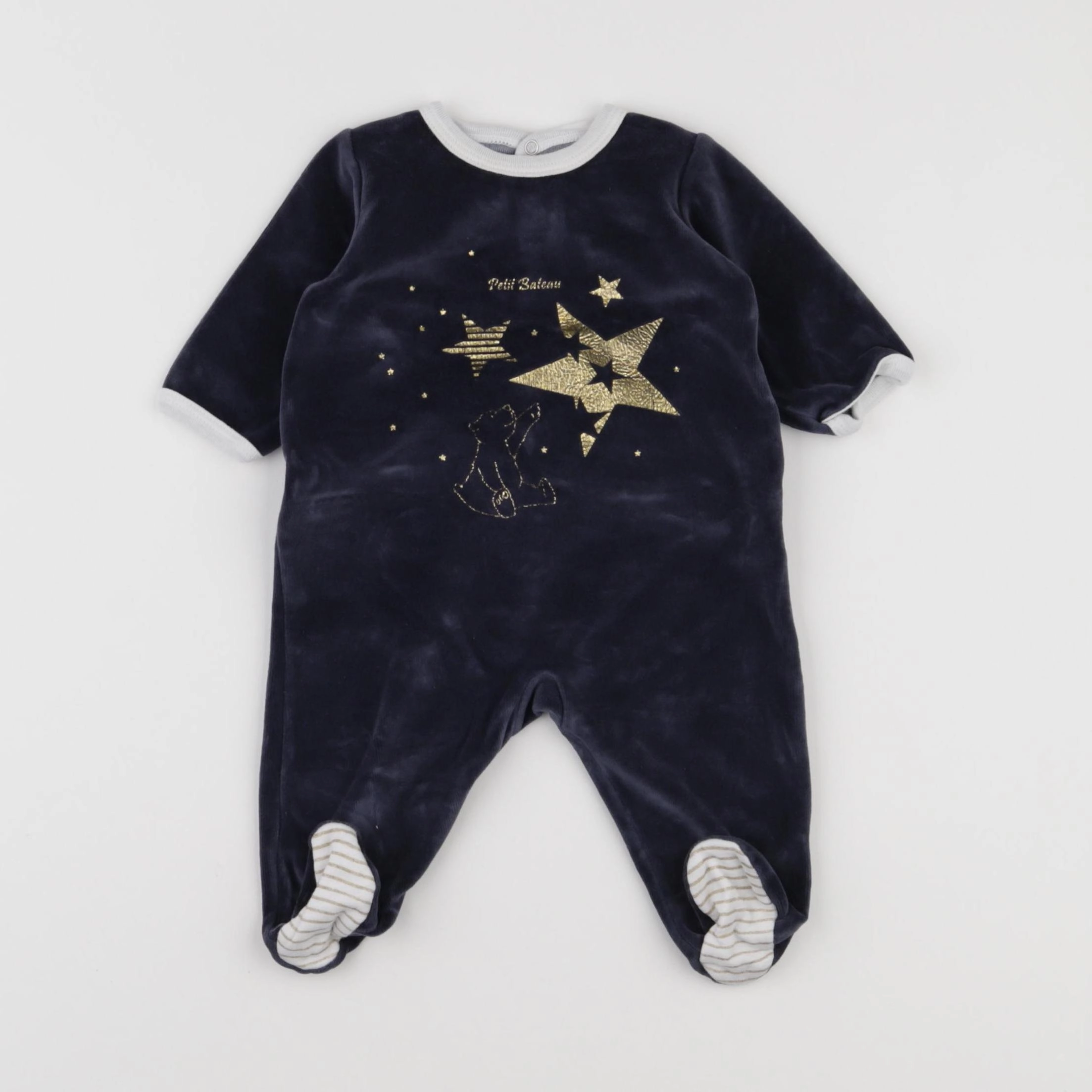 Petit Bateau - pyjama velours bleu - 3 mois
