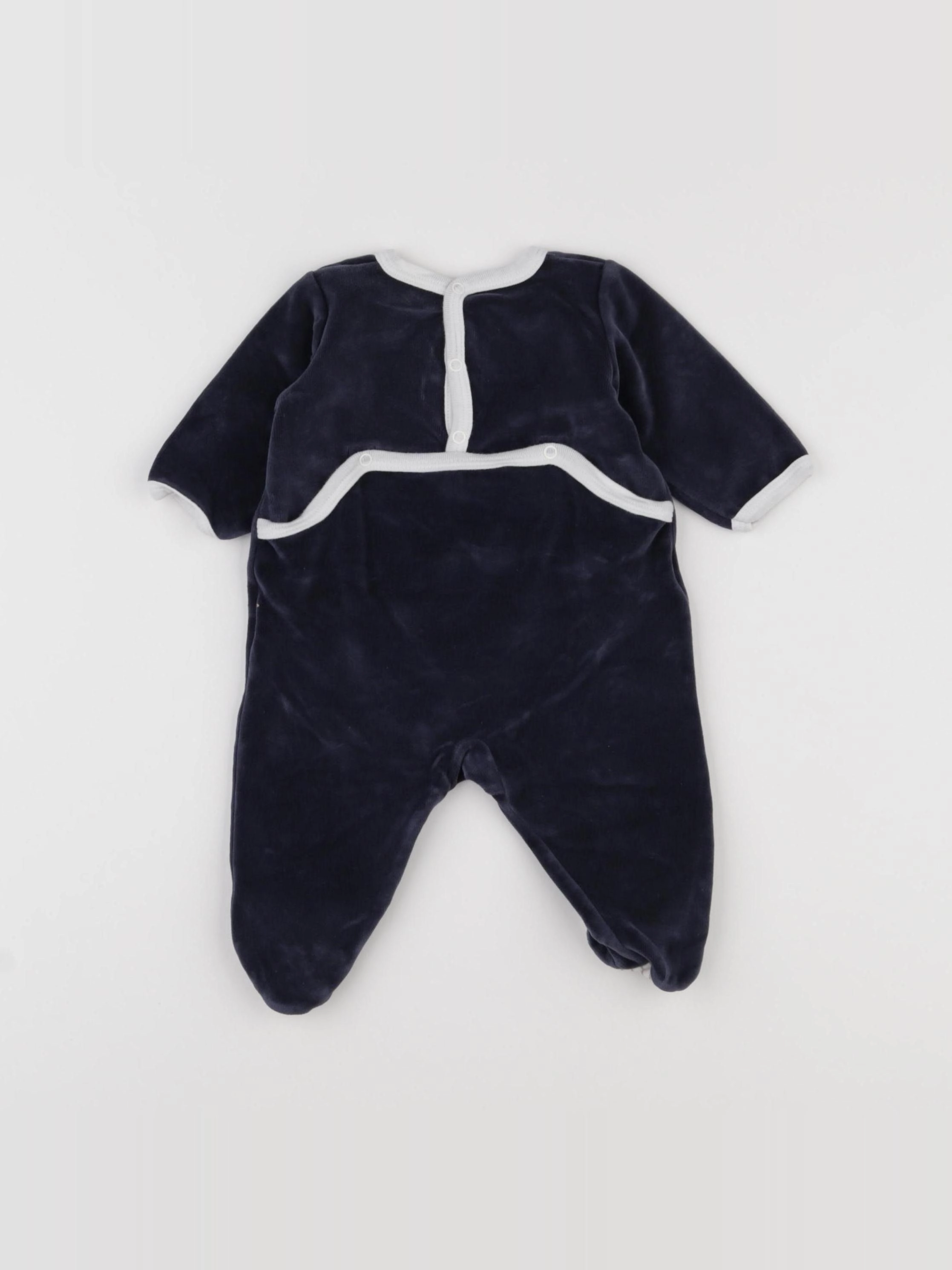 Petit Bateau - pyjama velours bleu - 3 mois