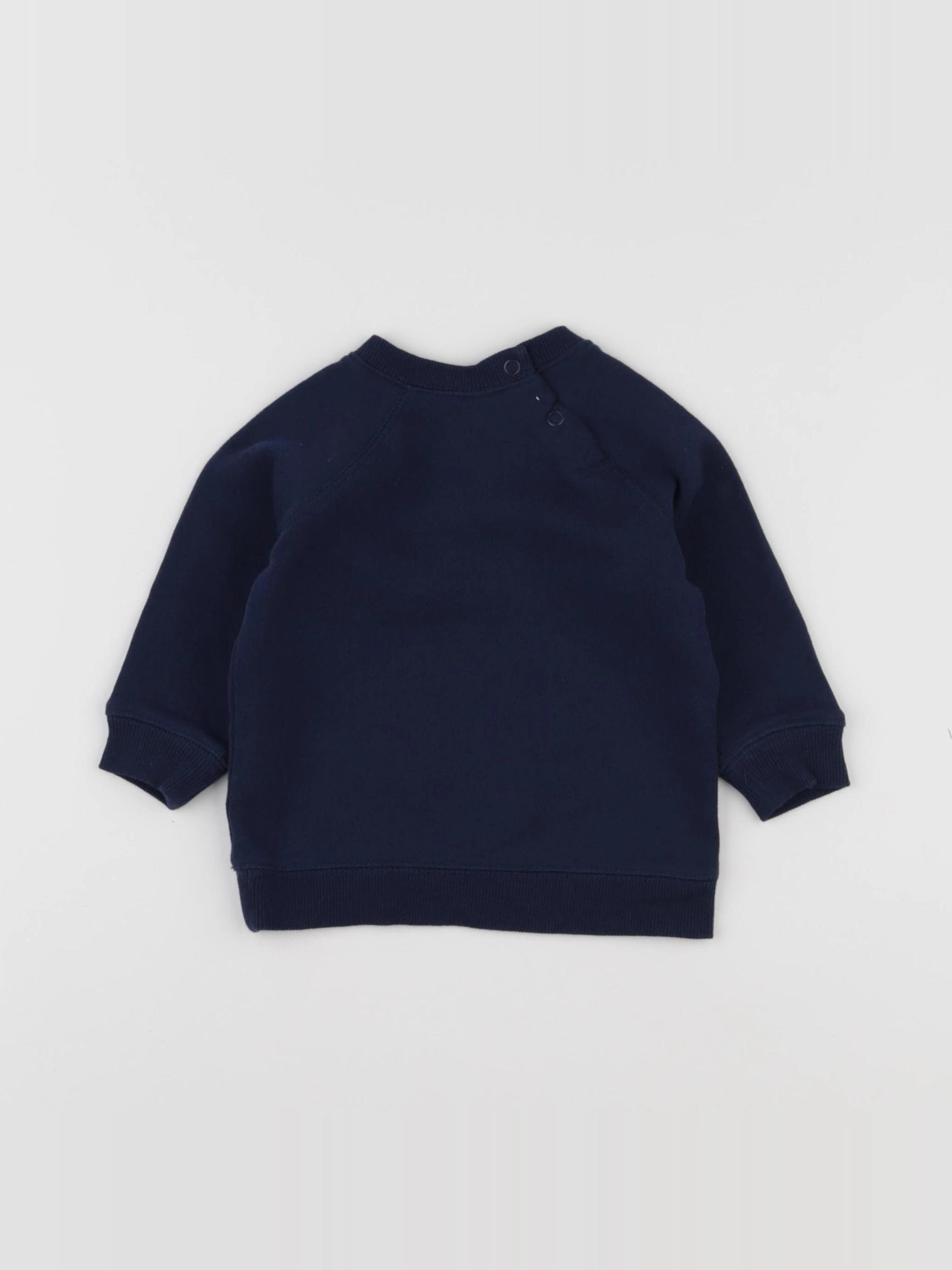H&M - sweat bleu - 3/6 mois
