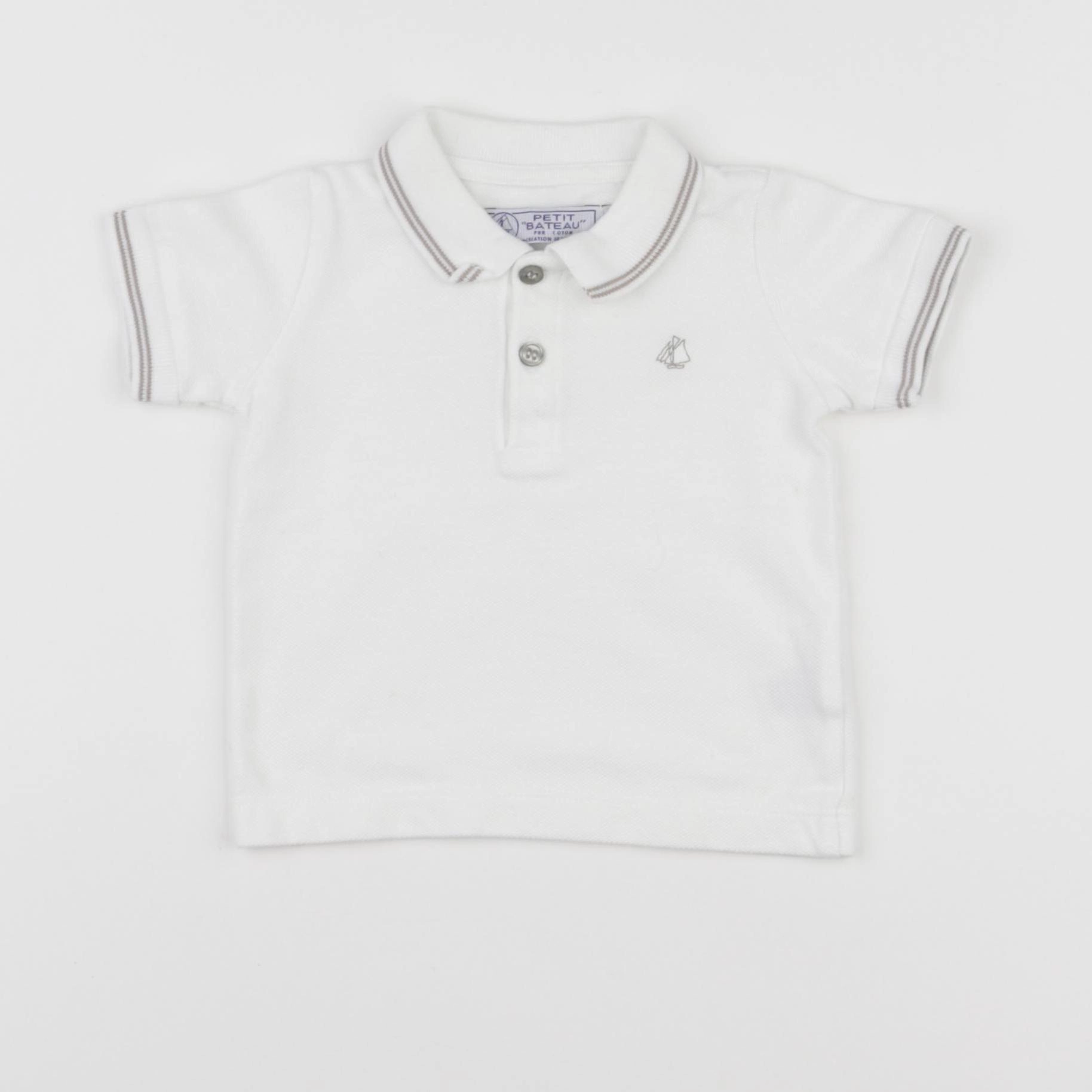 Petit Bateau - polo blanc - 12 mois