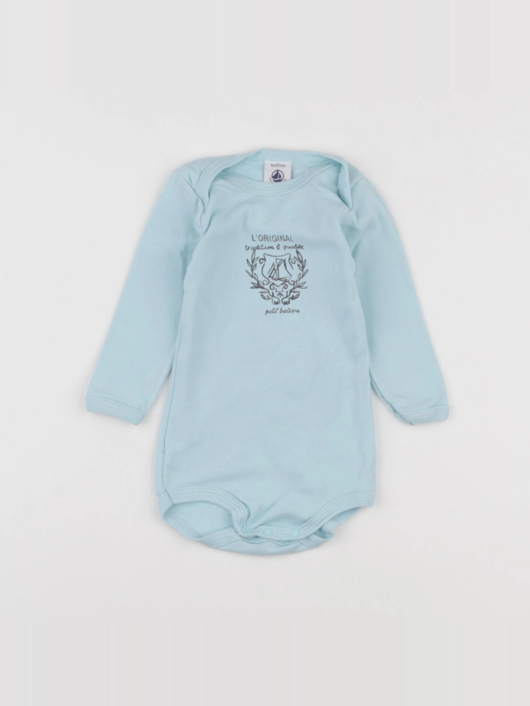 Petit Bateau - body bleu - 6 mois