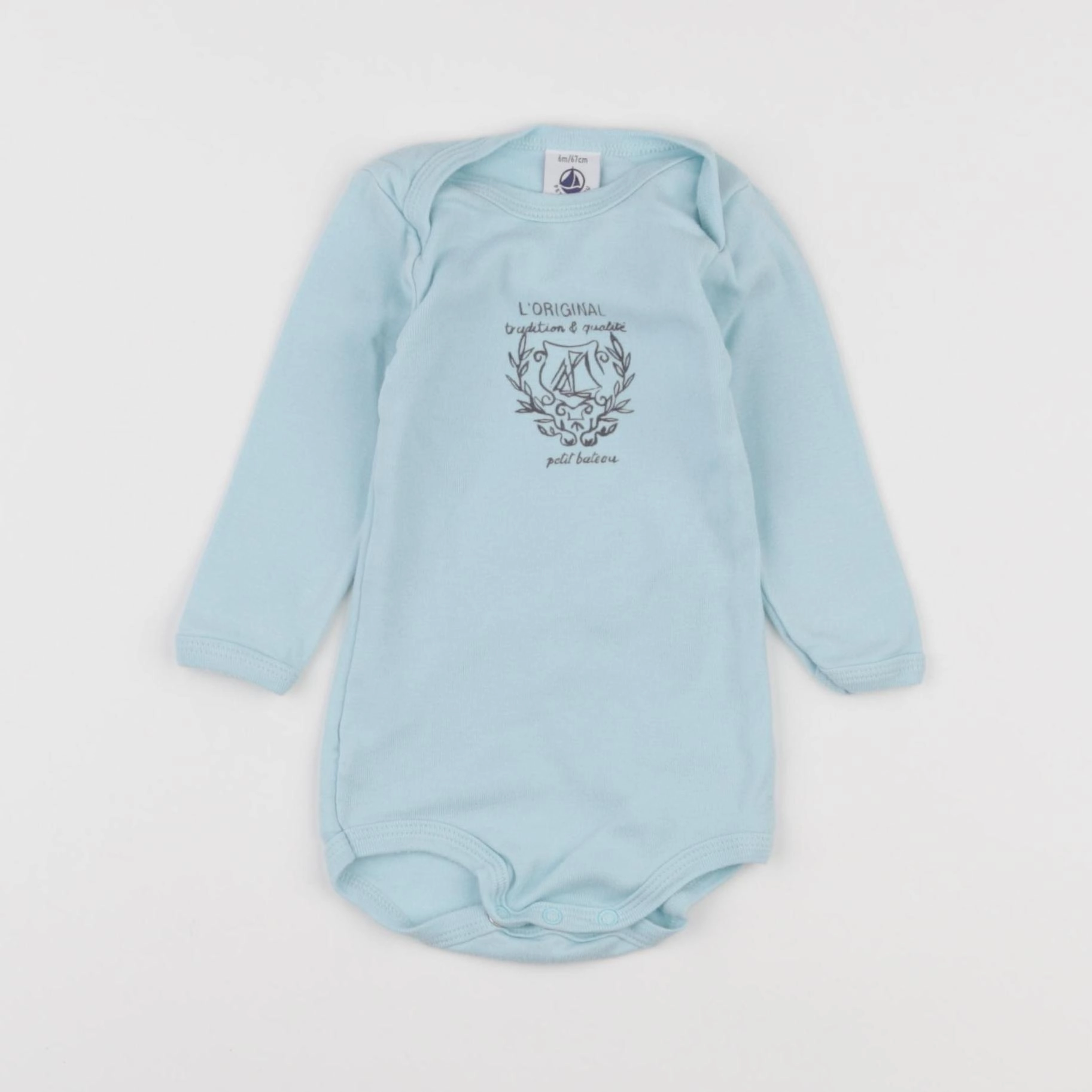 Petit Bateau - body bleu - 6 mois