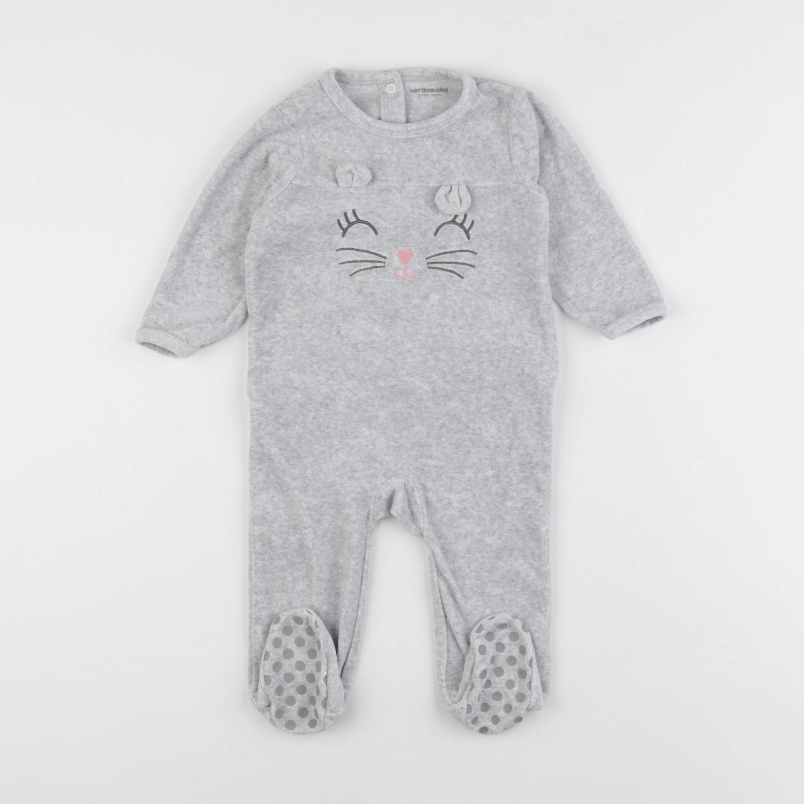 Vertbaudet - pyjama velours gris - 12 mois