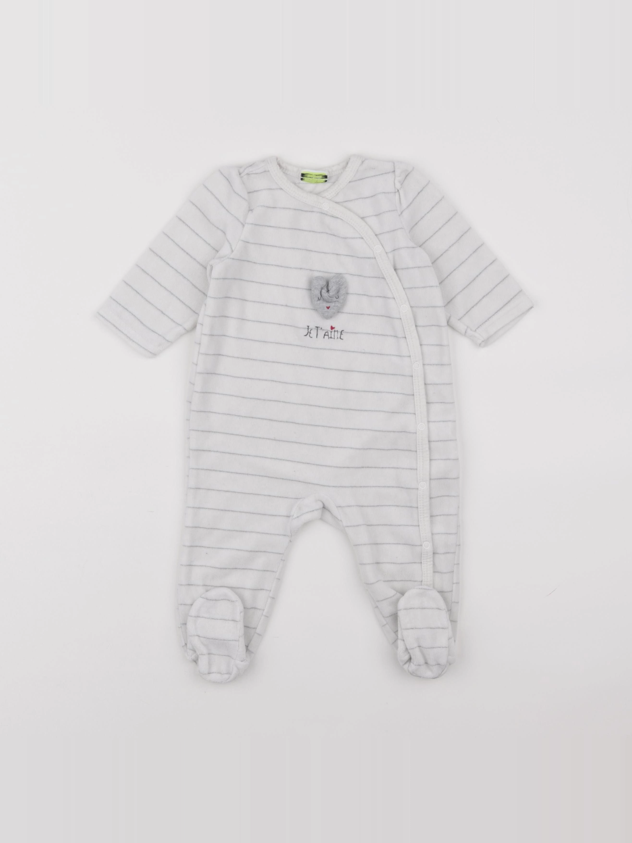 Tape à l'oeil - pyjama velours blanc - 12 mois