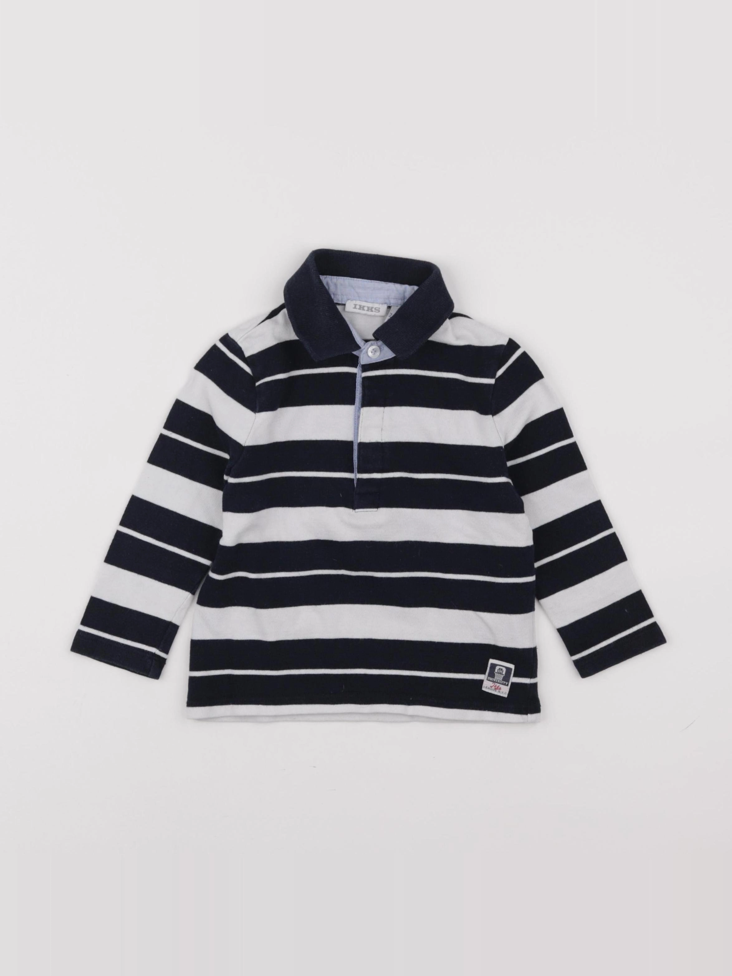 IKKS - polo imprimé au dos bleu, blanc - 2 ans