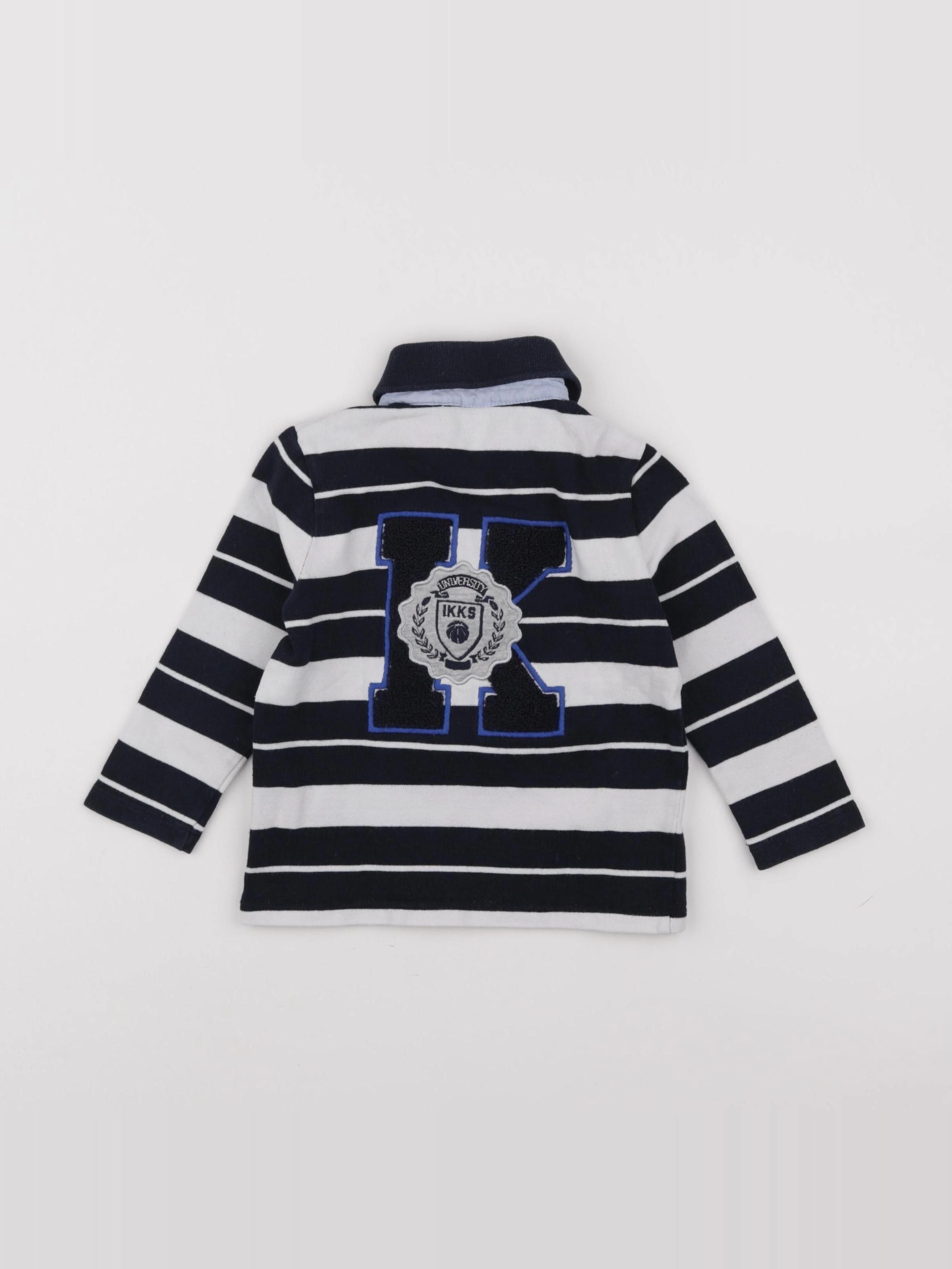 IKKS - polo imprimé au dos bleu, blanc - 2 ans