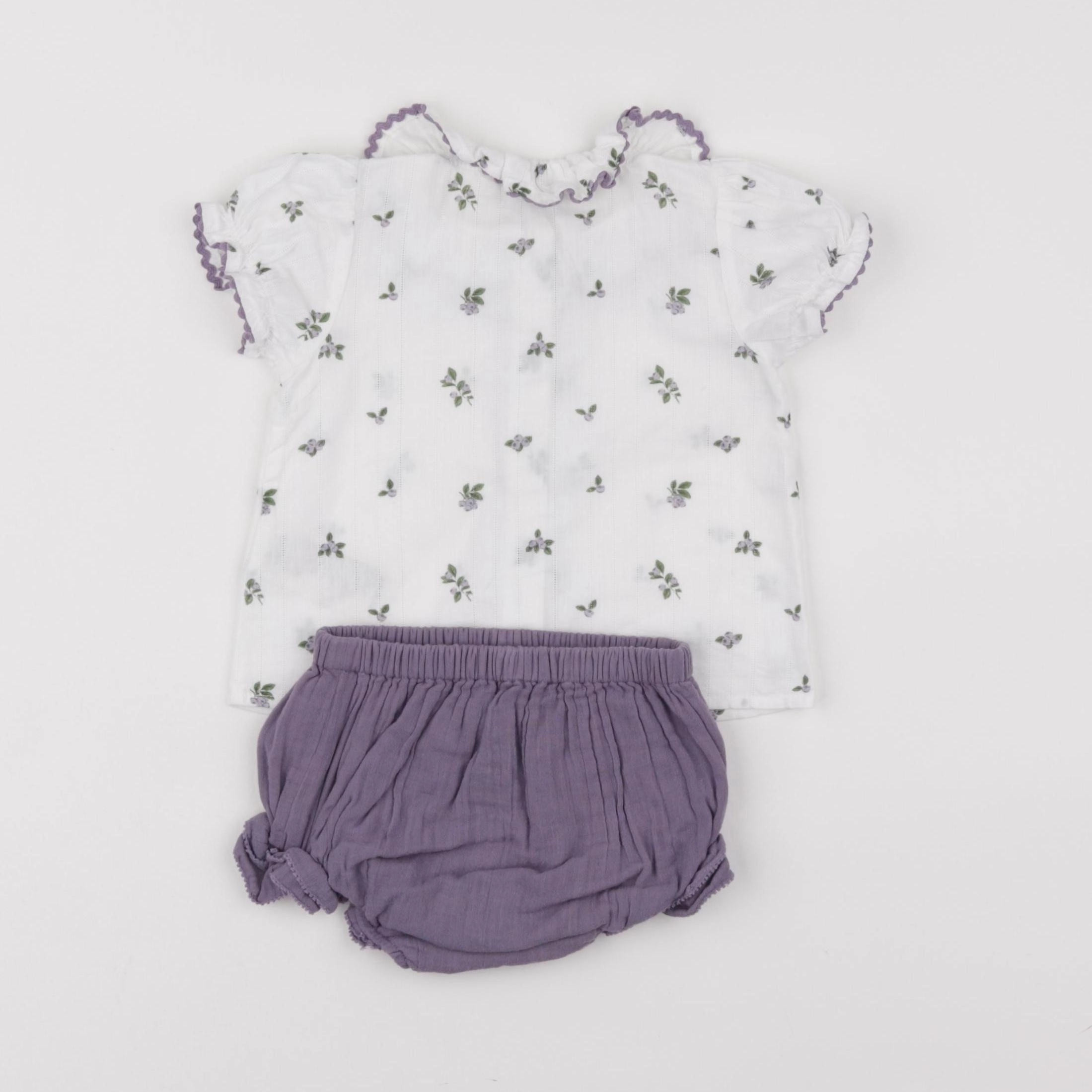 Natalys - ensemble blanc, violet - 9 mois