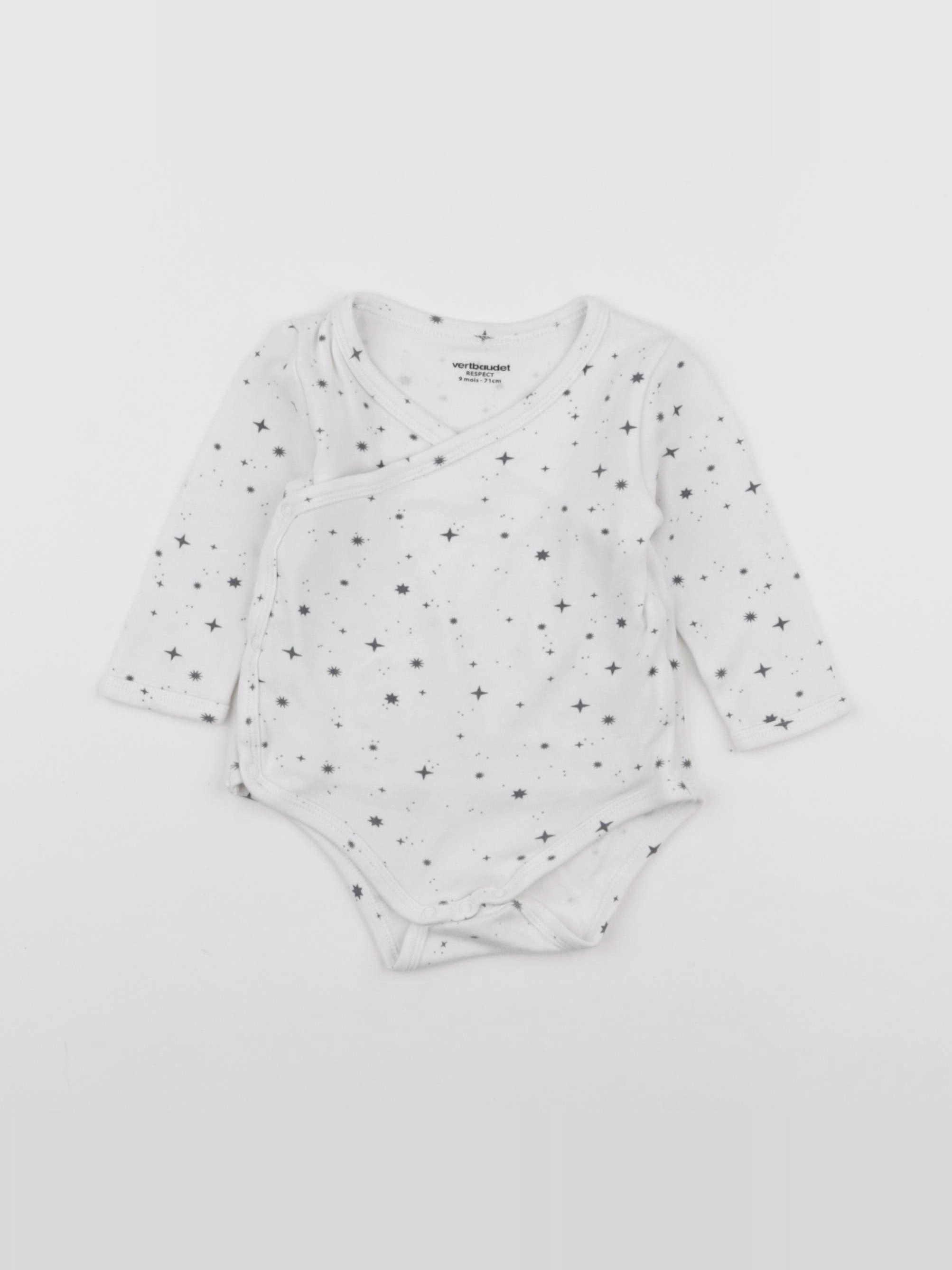 Vertbaudet - body blanc, bleu - 9 mois