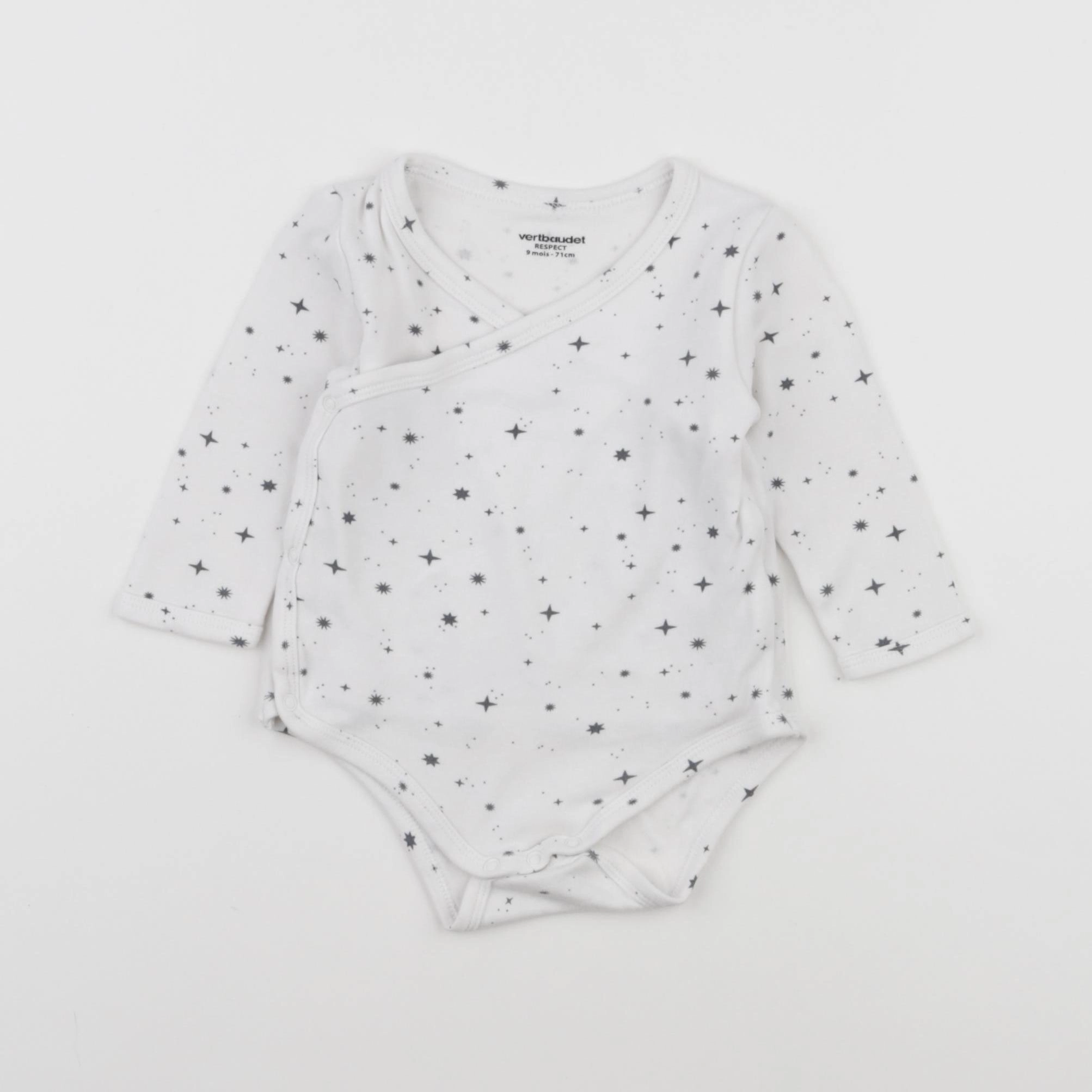 Vertbaudet - body blanc, bleu - 9 mois