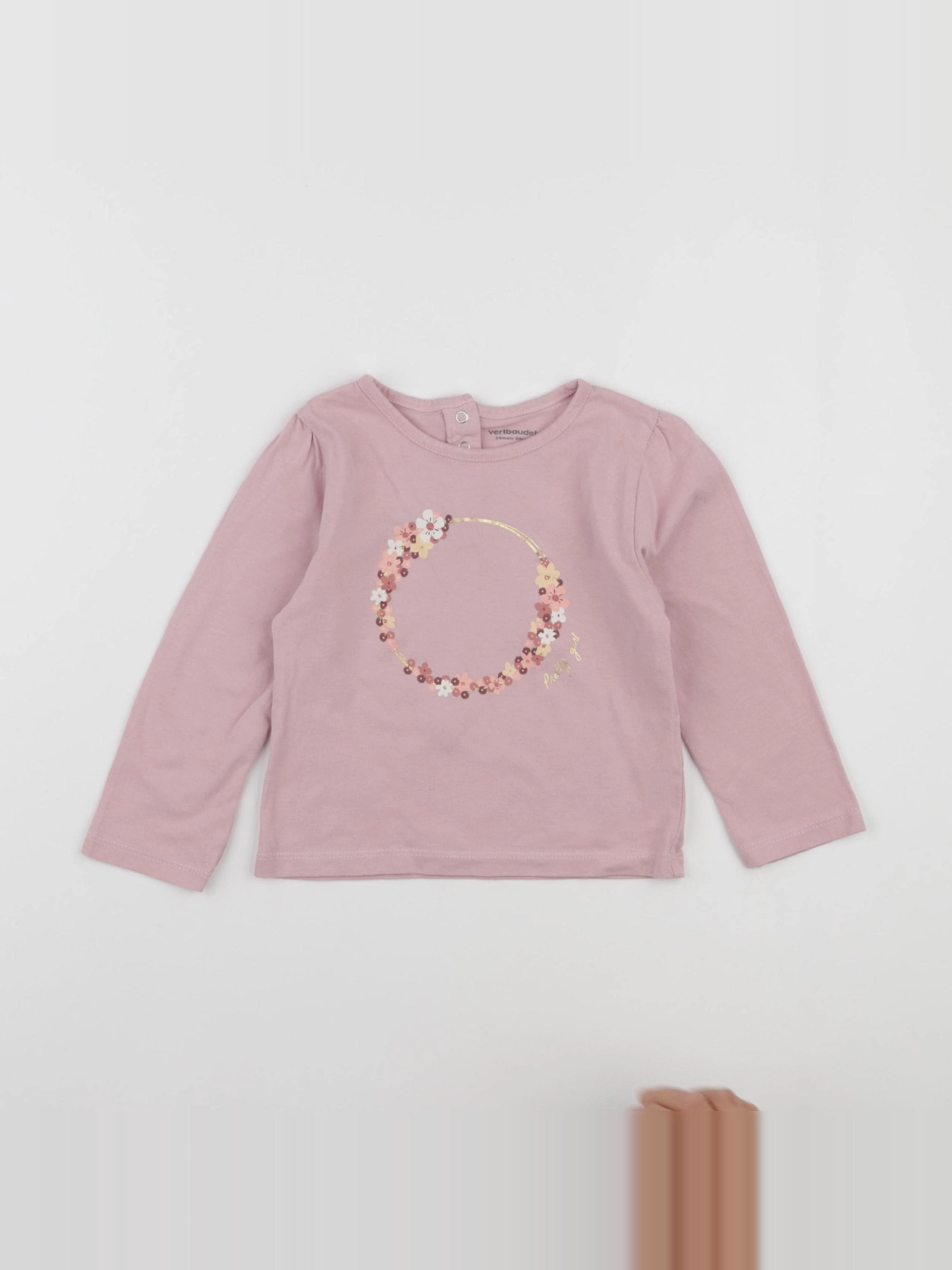Vertbaudet - tee-shirt rose - 24 mois