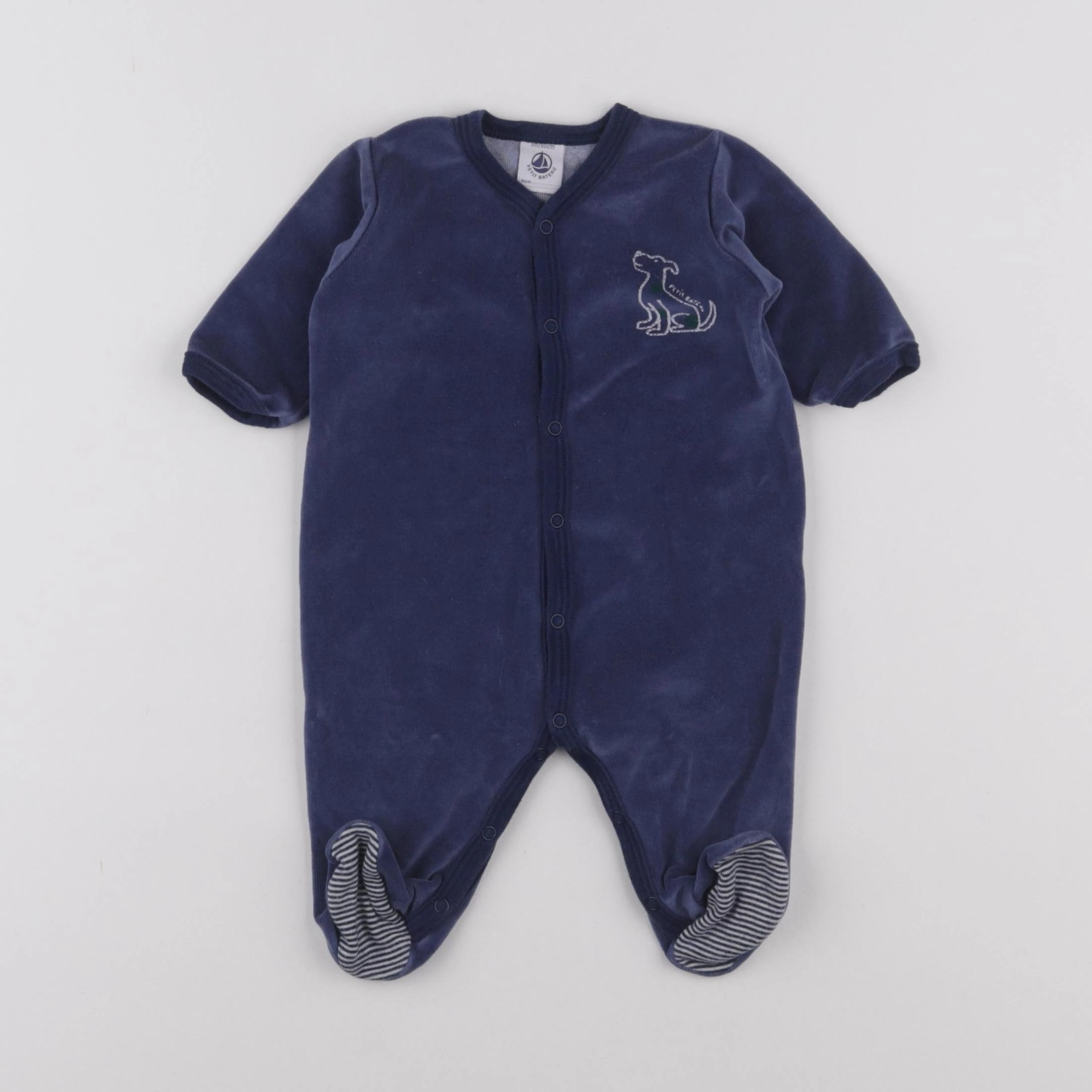 Petit Bateau - pyjama velours bleu - 3 mois