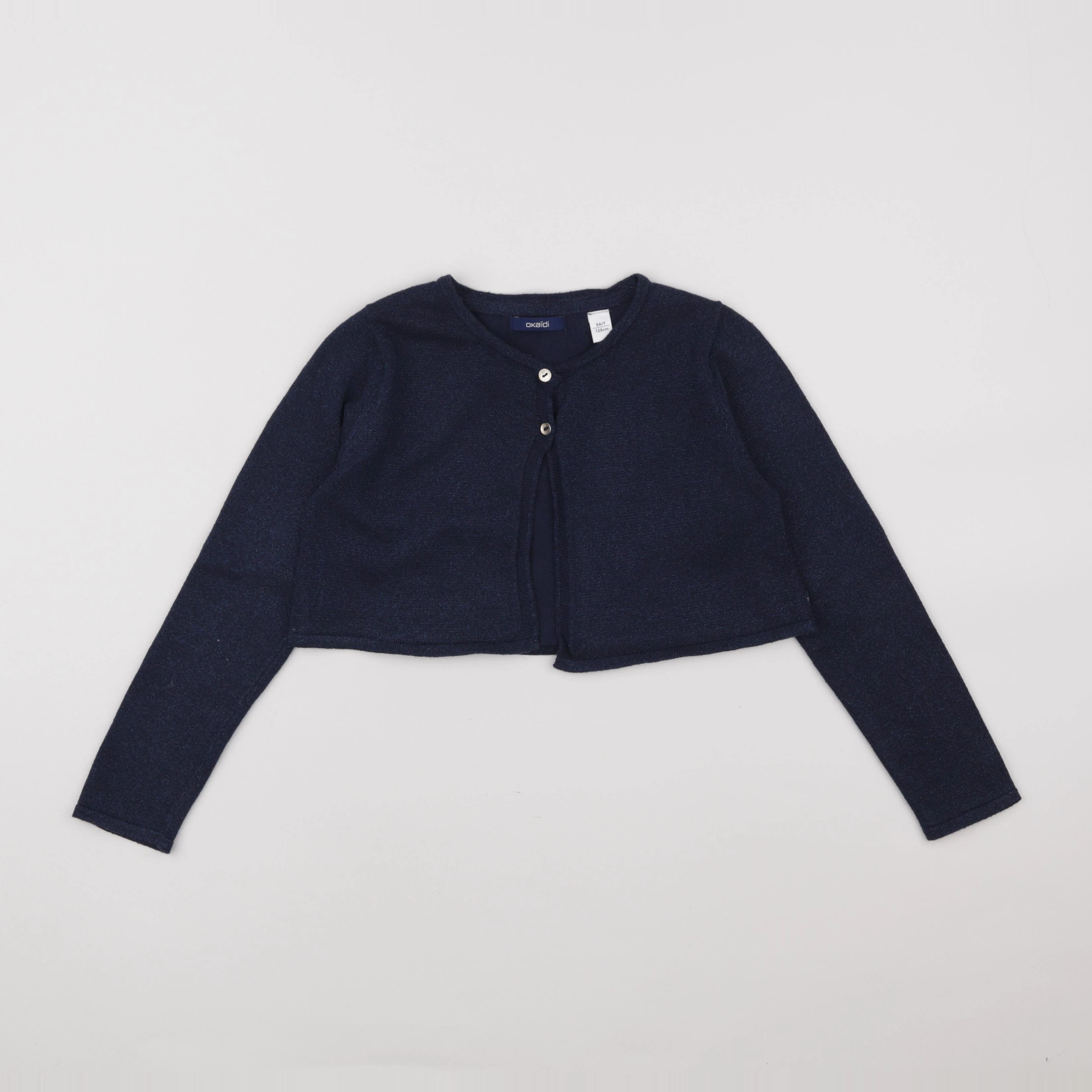 Okaidi - gilet bleu, argent - 8 ans