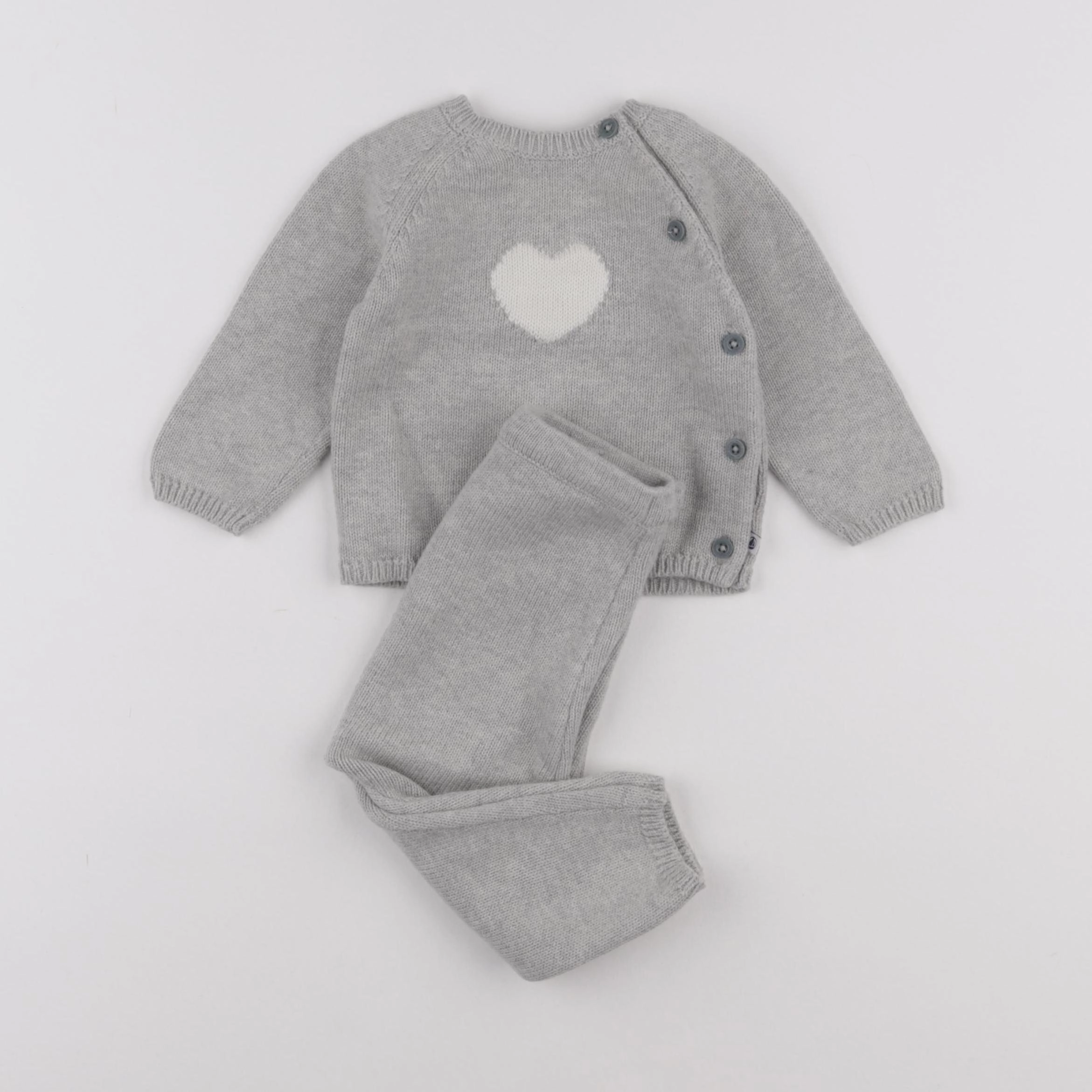 Petit Bateau - ensemble gris - 12 mois