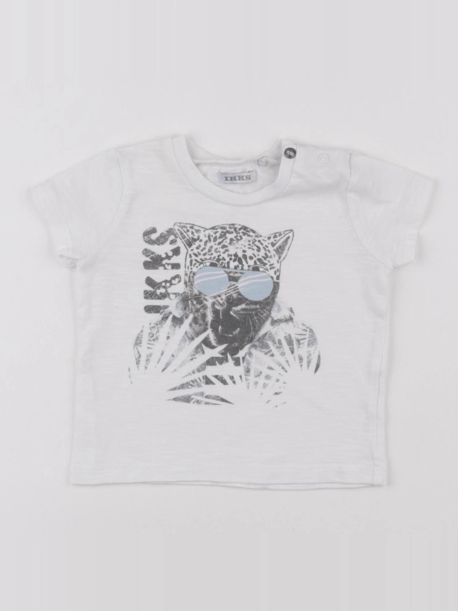 IKKS - tee-shirt blanc, bleu - 6 mois