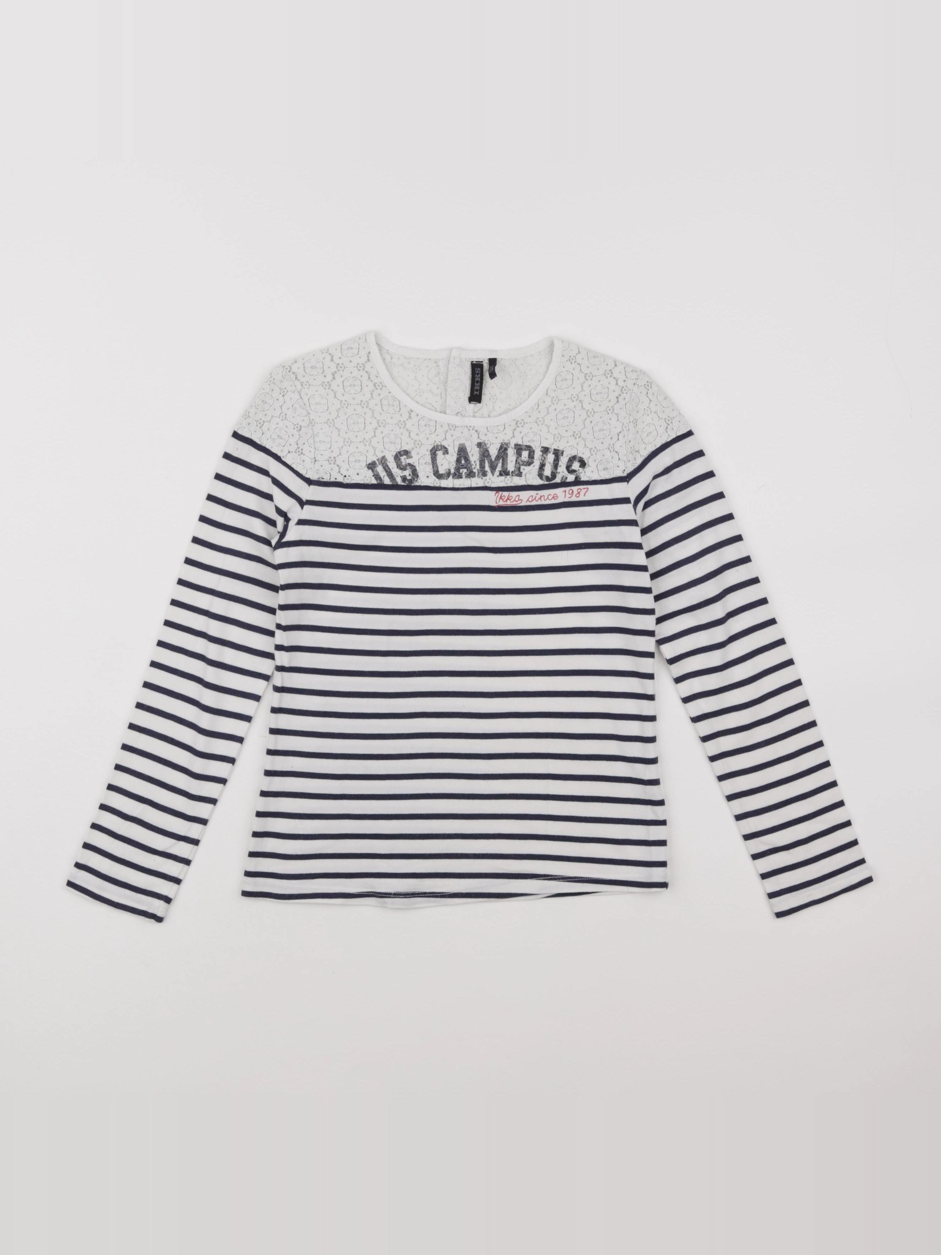 IKKS - tee-shirt blanc, bleu - 8 ans