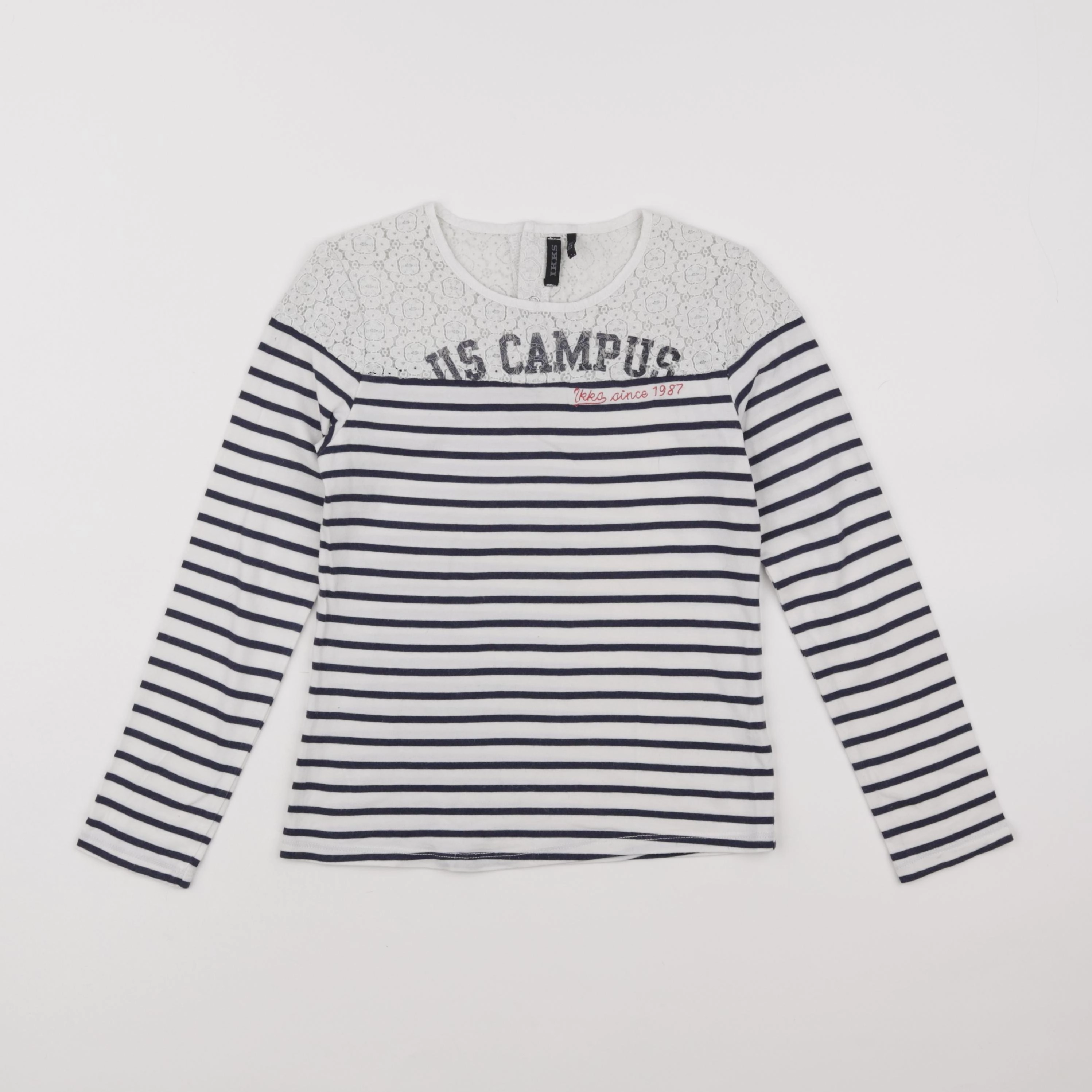 IKKS - tee-shirt blanc, bleu - 8 ans