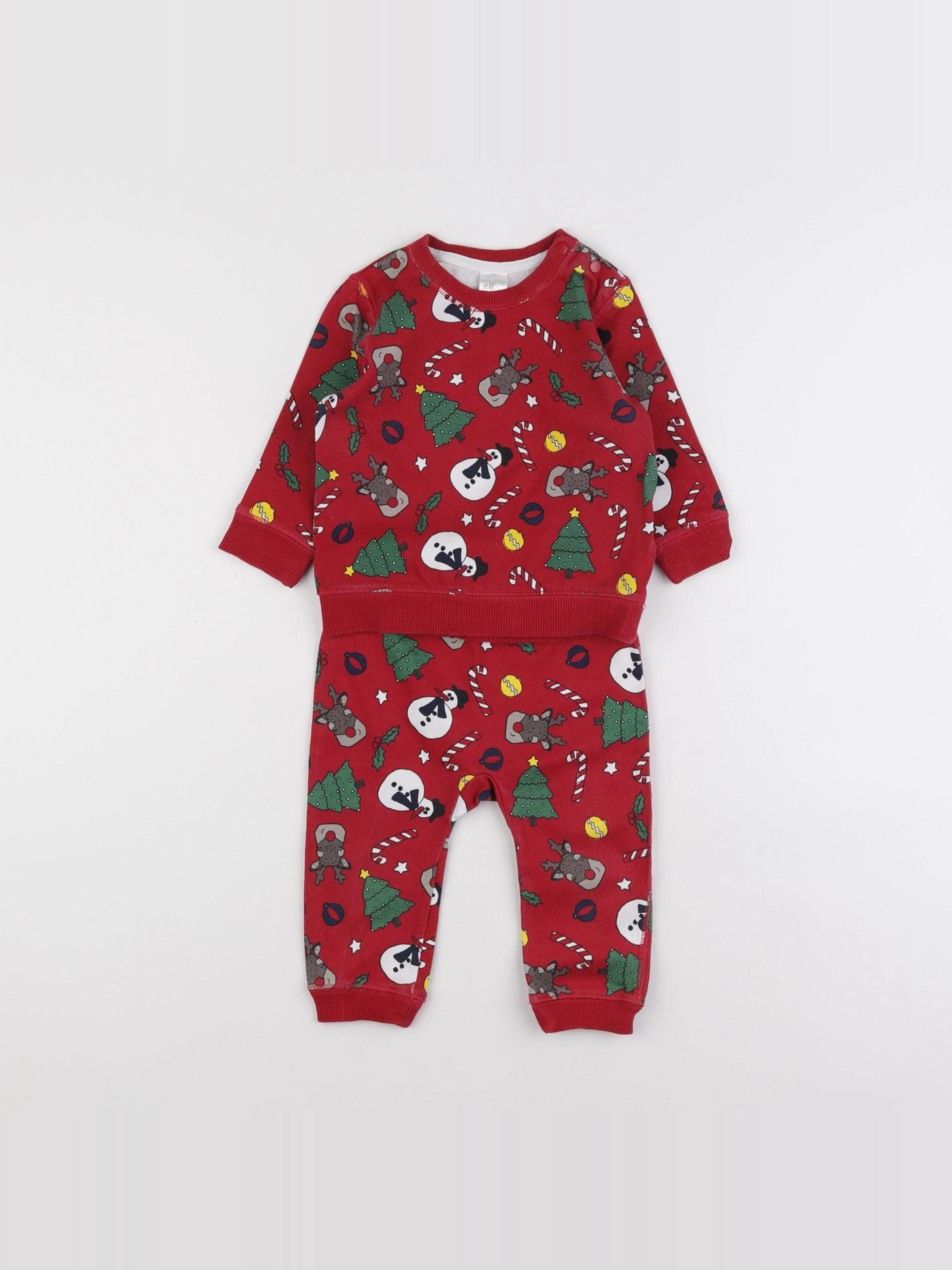 H&M - pyjama coton rouge - 6/9 mois