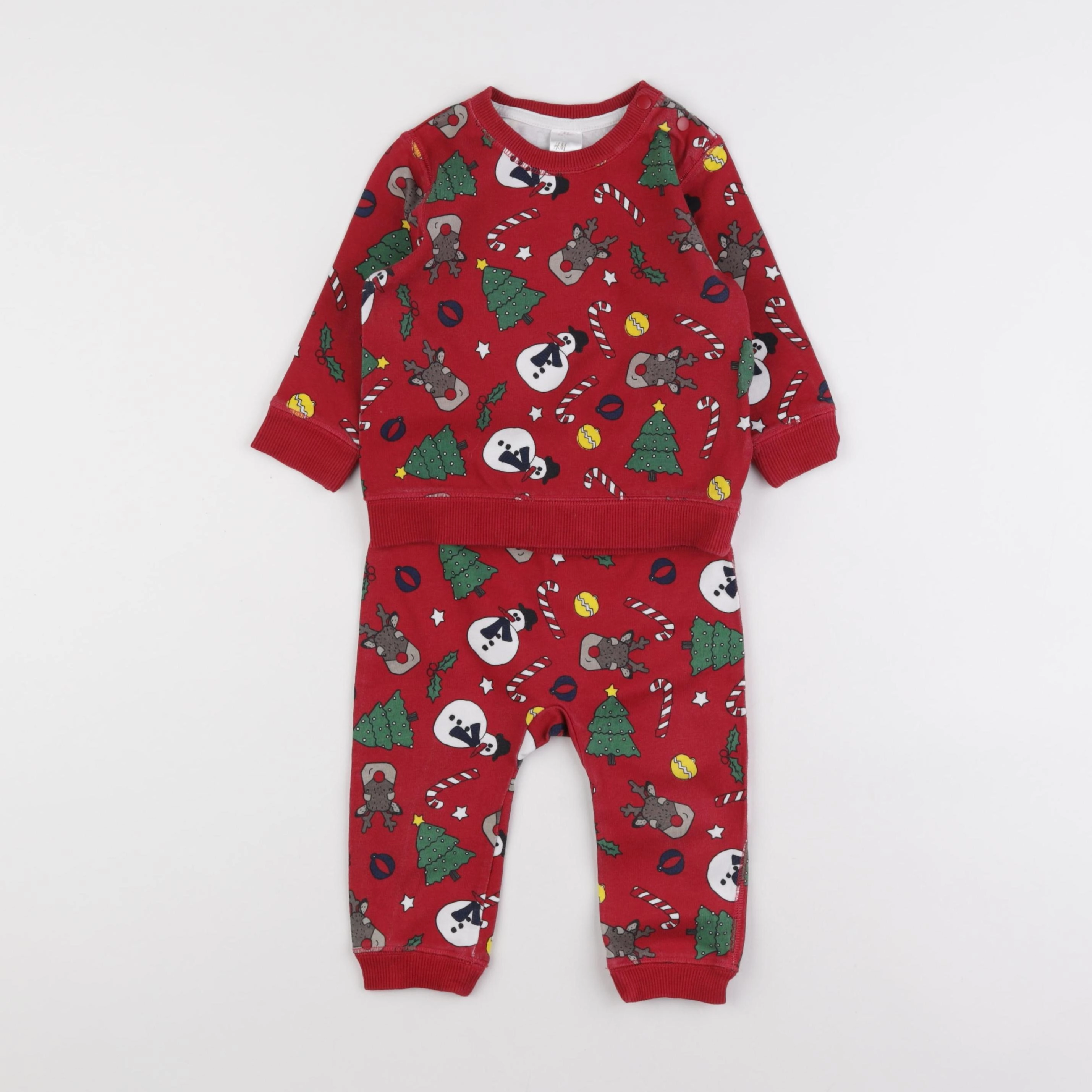 H&M - pyjama coton rouge - 6/9 mois